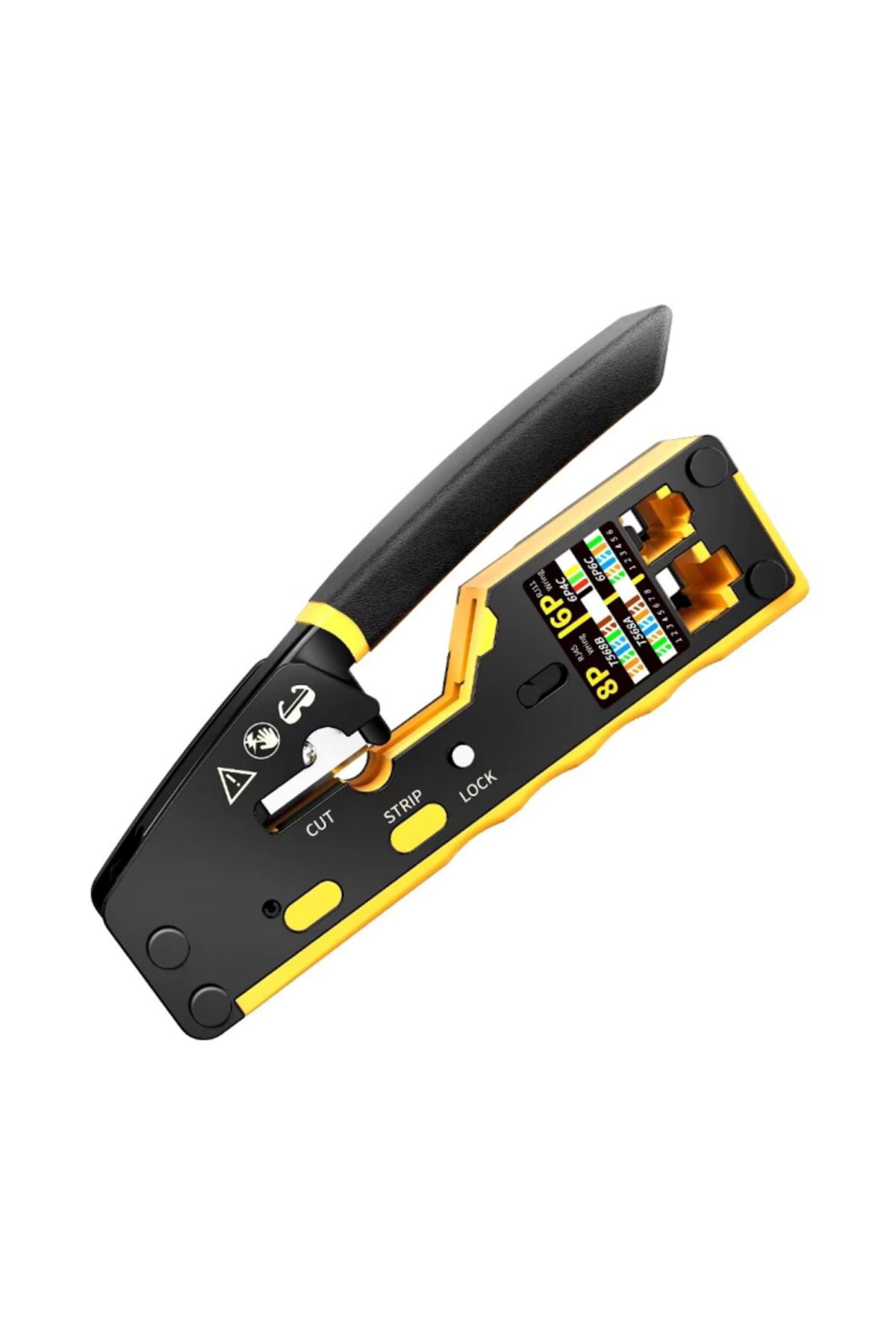 Choice-Yellow RJ45 Crimp Tool Pass Through Ethernet Crimping Tool for Cat6 Cat5 Cat5e RJ45 Connectors Wire 1