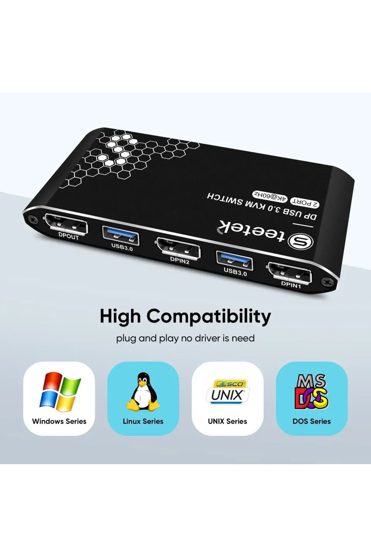 Choice-مفتاح DP KVM DP-2In-1Out، منفذان، دقة 4K@60Hz، يتيح لجهازين كمبيوتر مشاركة جهاز واحد أو جهازين 6
