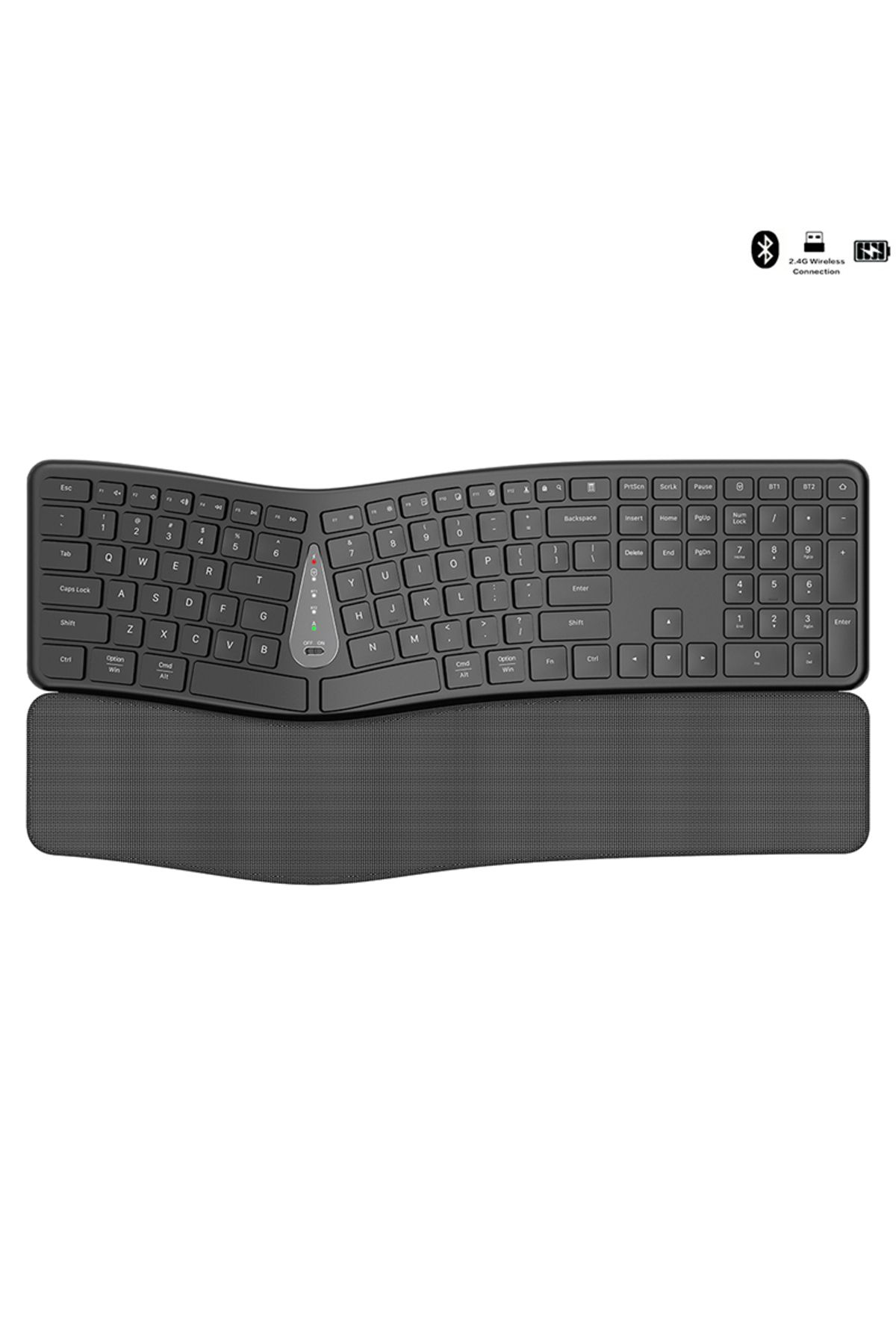 Choice-Portuguese Layout Black Ergonomic Wireless Silent Split Keyboard With Wrist Rest BT Dual Mode Wirele 1