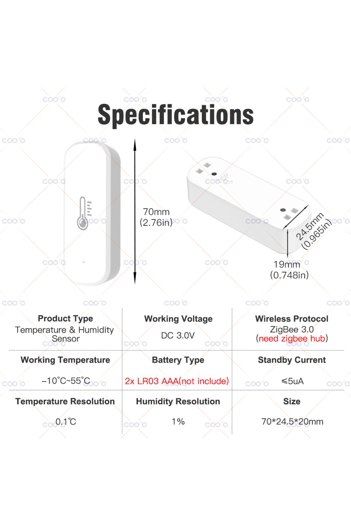 Choice-Tuya Zigbee Smart Temperature Humidity Sensor Indoor Hygrometer Controller Monitoring Work With S... 2