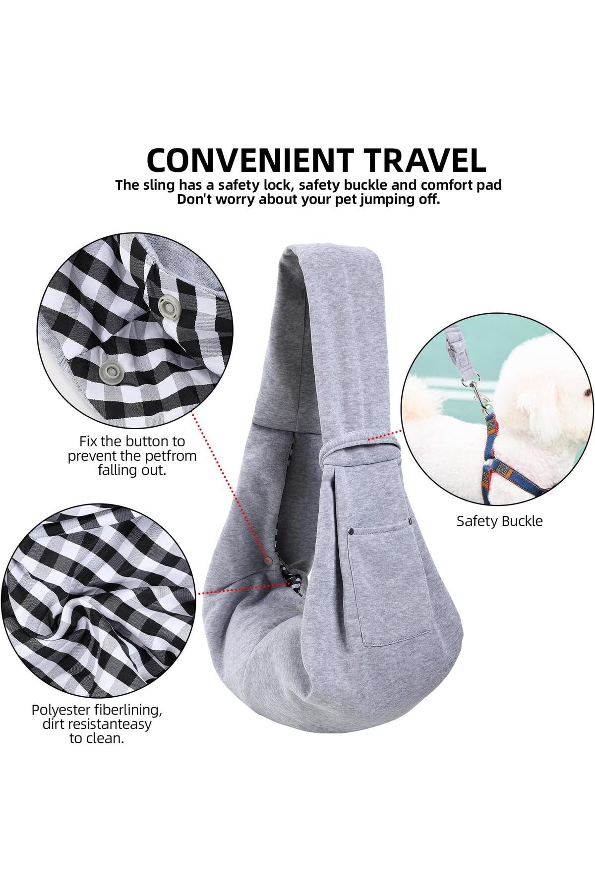 COOYA-Multipurpose dog carrier, soft and breathable, safe and portable, reversible, with storage bag, gray 2