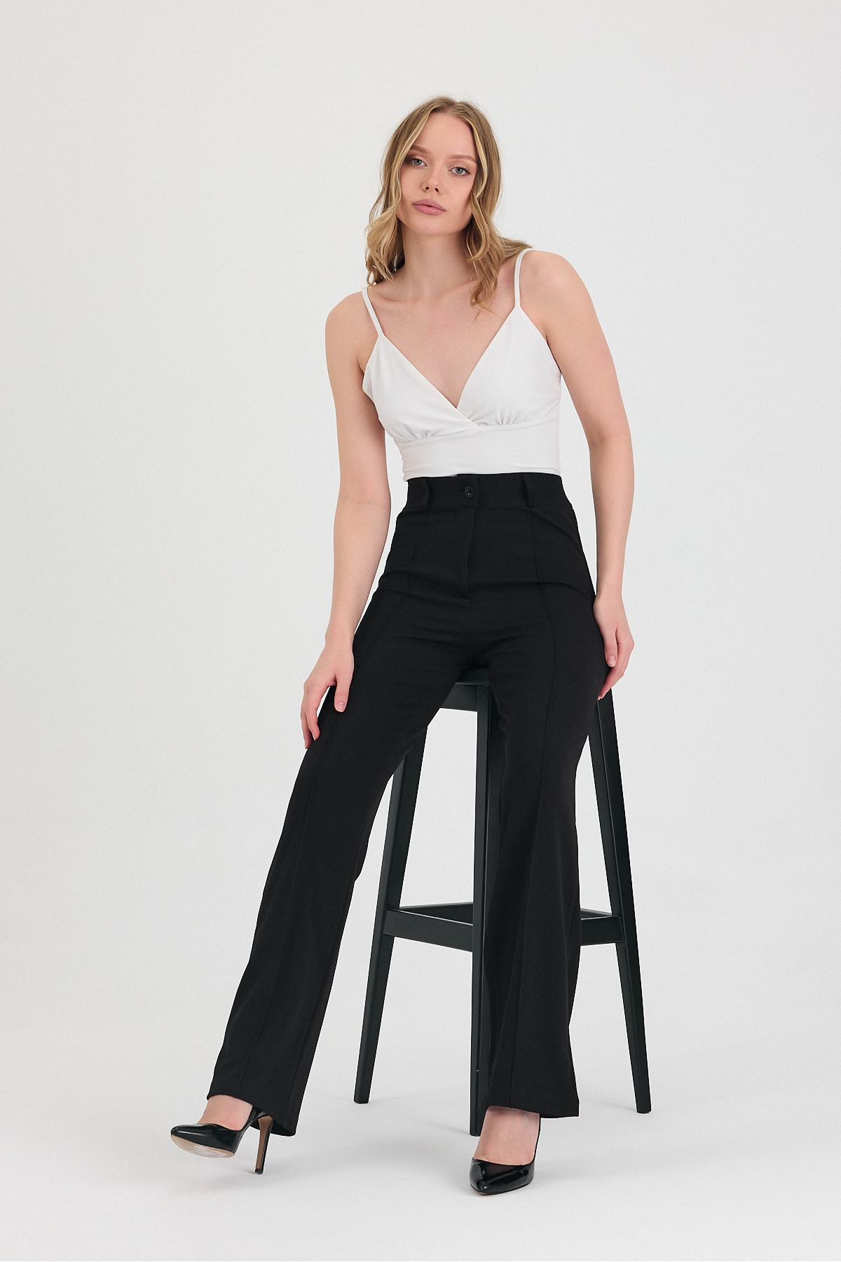 Livik-Black Çimalı Women's Shabby Super High Shabby Palazzo Pants 3