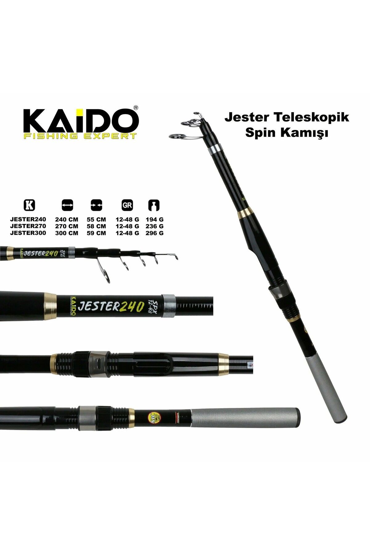 Kaido JESTER 300 CM 12-48 GR %100 CARBON SPİN KAMIŞI