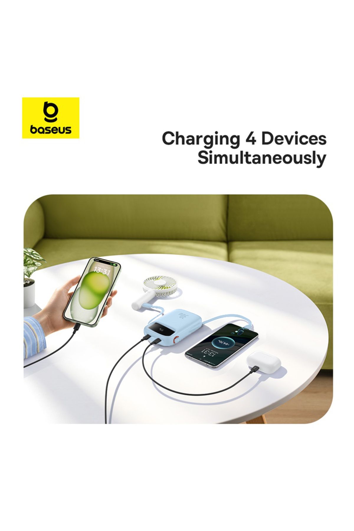 Baseus-QPow2 10000mAh 30W Power Bank with Built-in Dual Type-C Cables & Digital Display Black 5