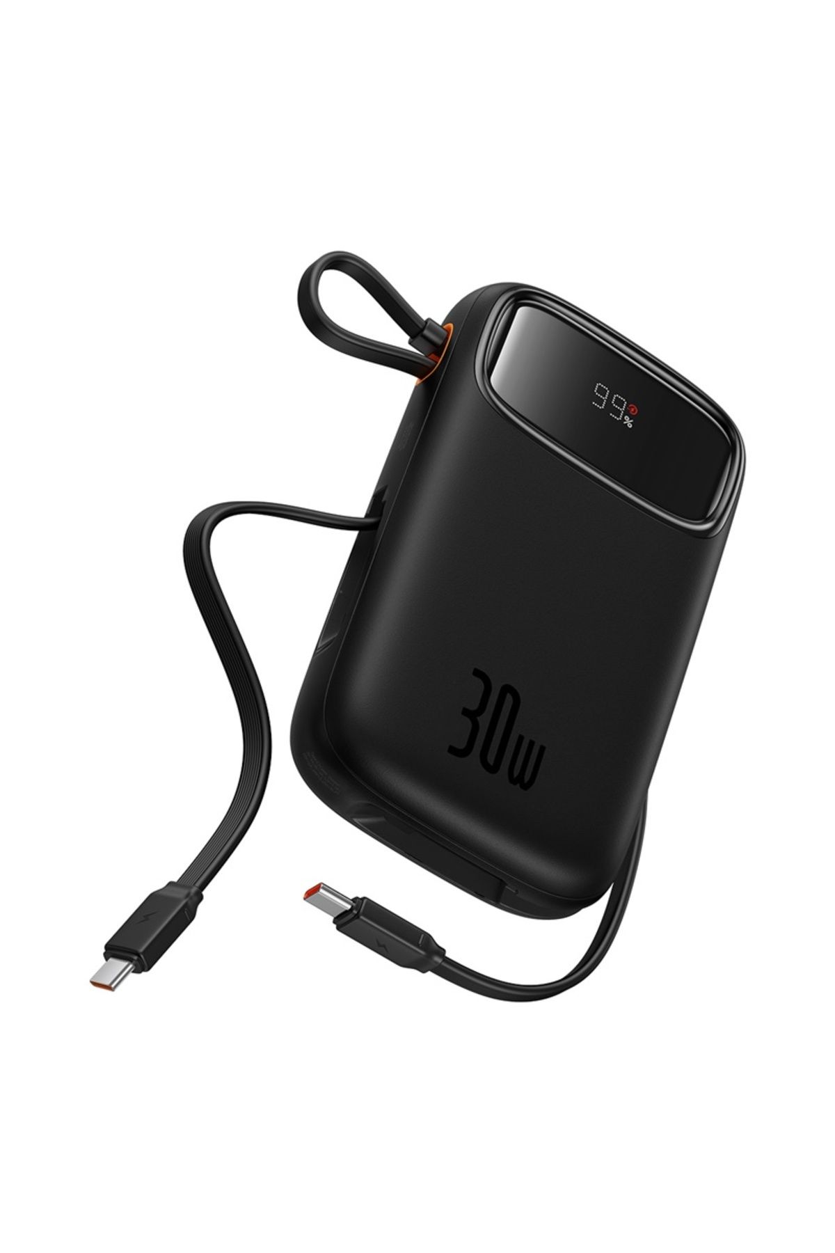 Baseus-Baseus QPow2 10000mAh 30W Power Bank with Built-in Dual Type-C Cables & Digital Display Black 1