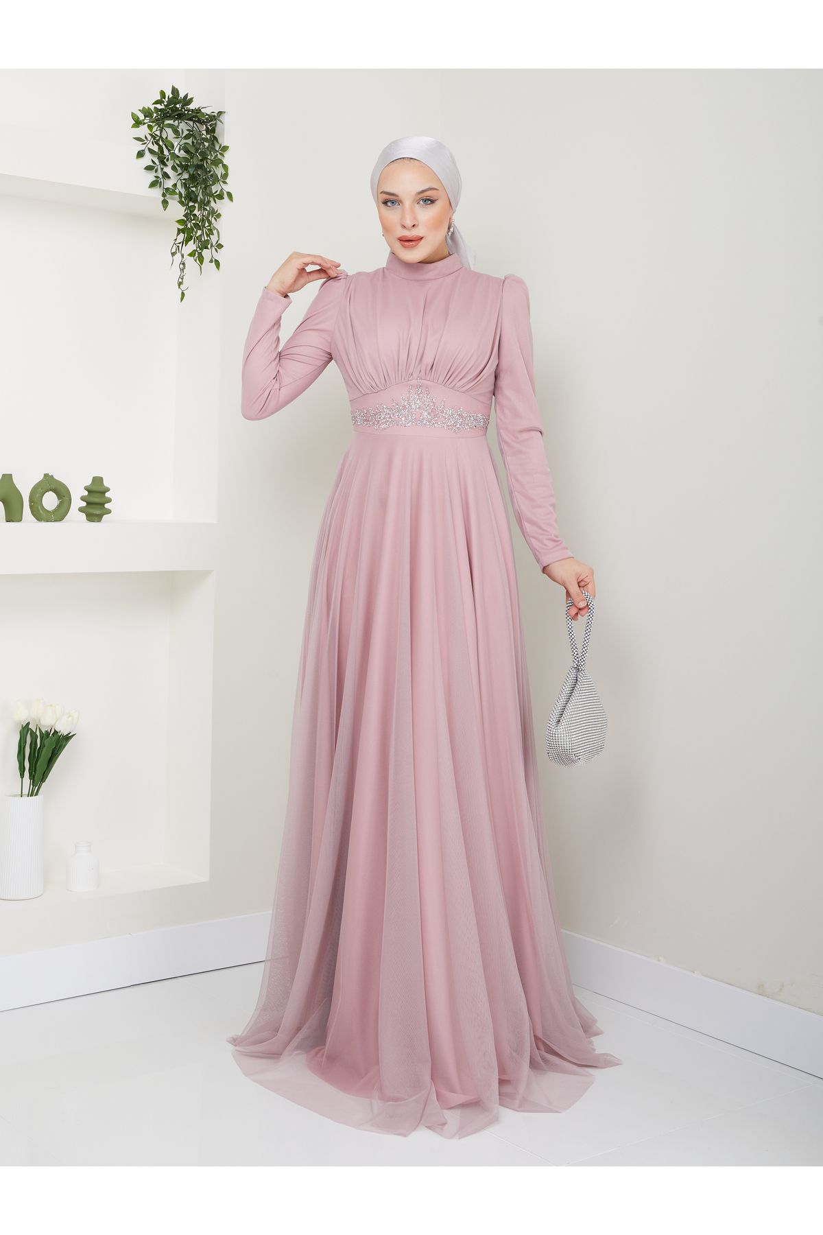 TesettürButik-Sultan Hijab Evening Dress 2