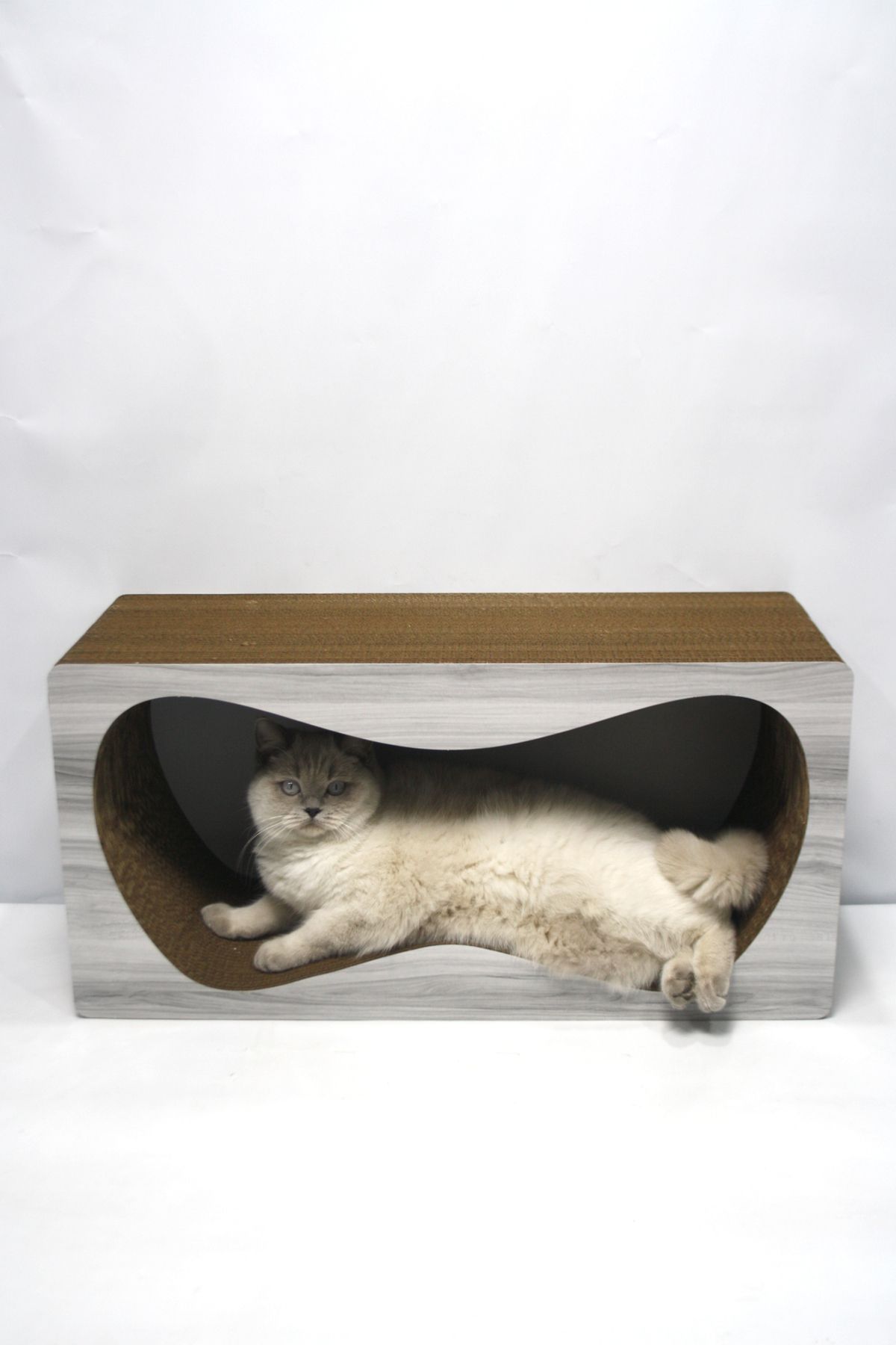 Lazy Paws-Cardboard Cat Scratch Sofa - Set of 4 - Gray Wood Pattern 2