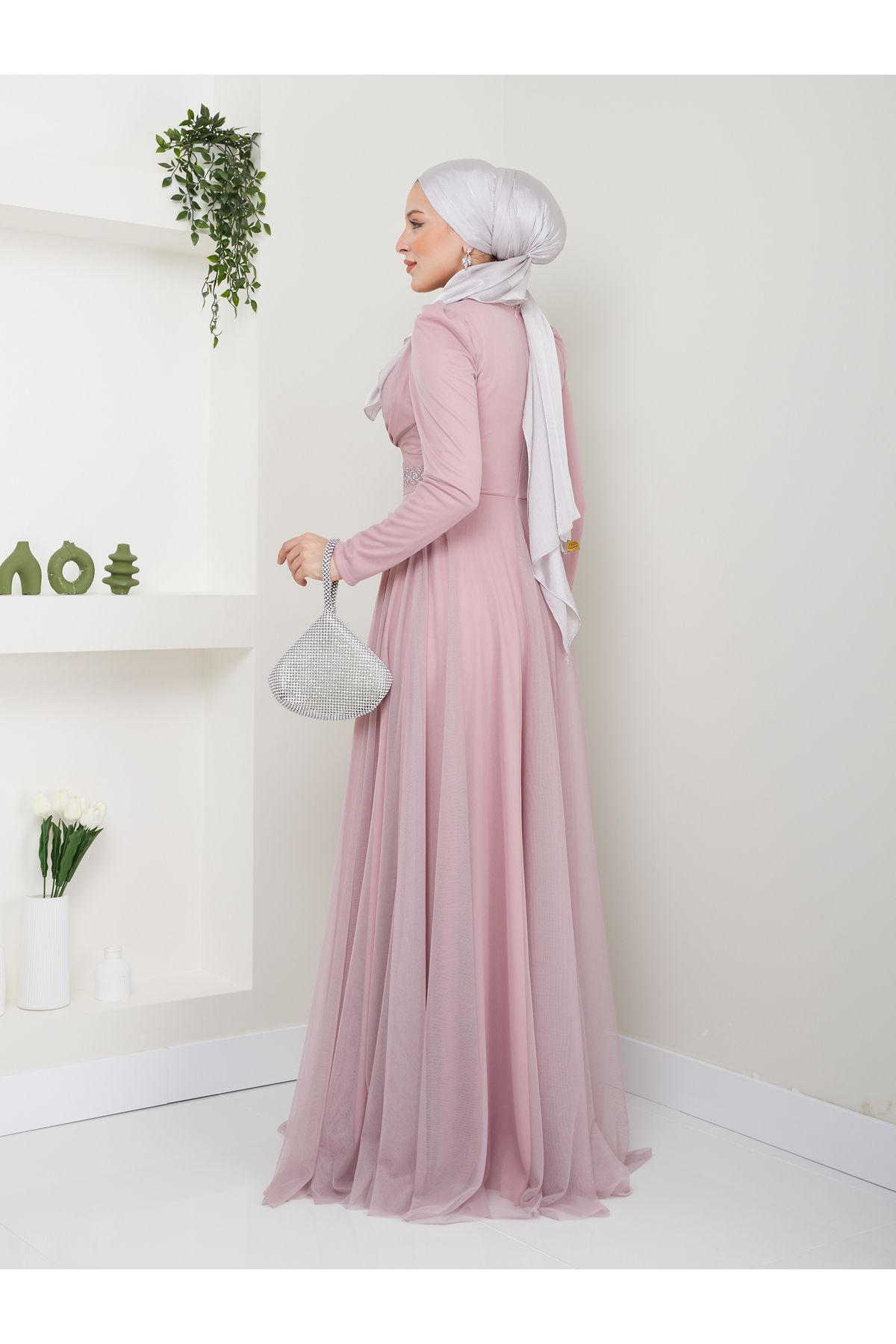 TesettürButik-Sultan Hijab Evening Dress 5