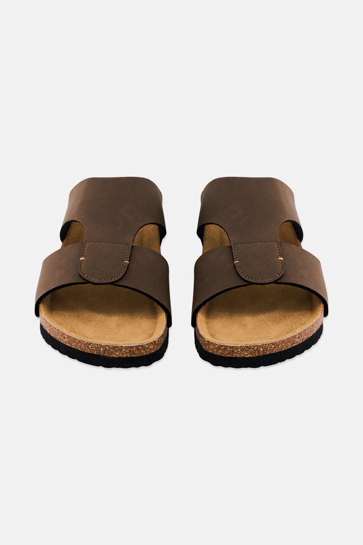 Algspar-Men Slip On Cork Sandals, Brown 4