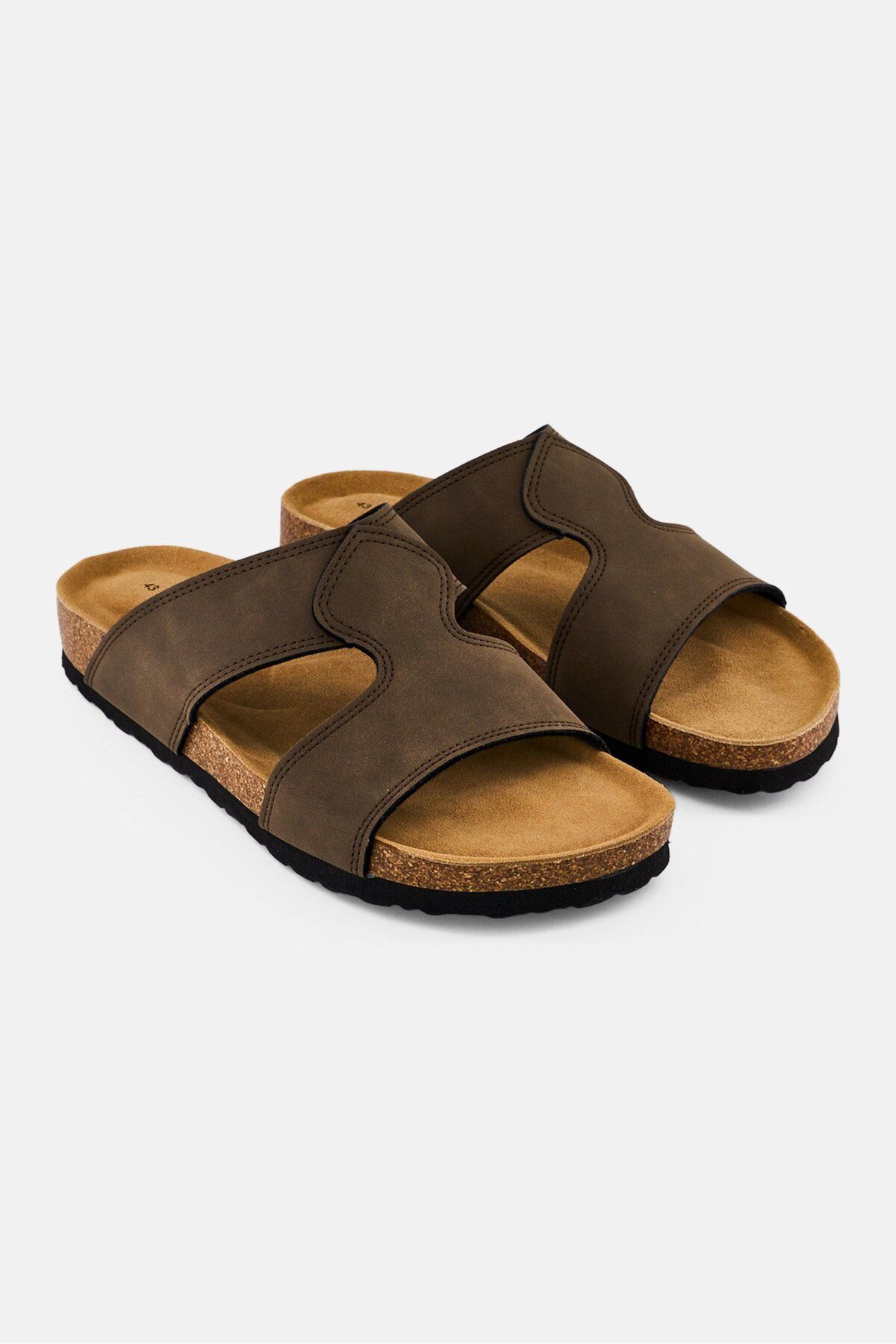 Algspar-Men Slip On Cork Sandals, Brown 1