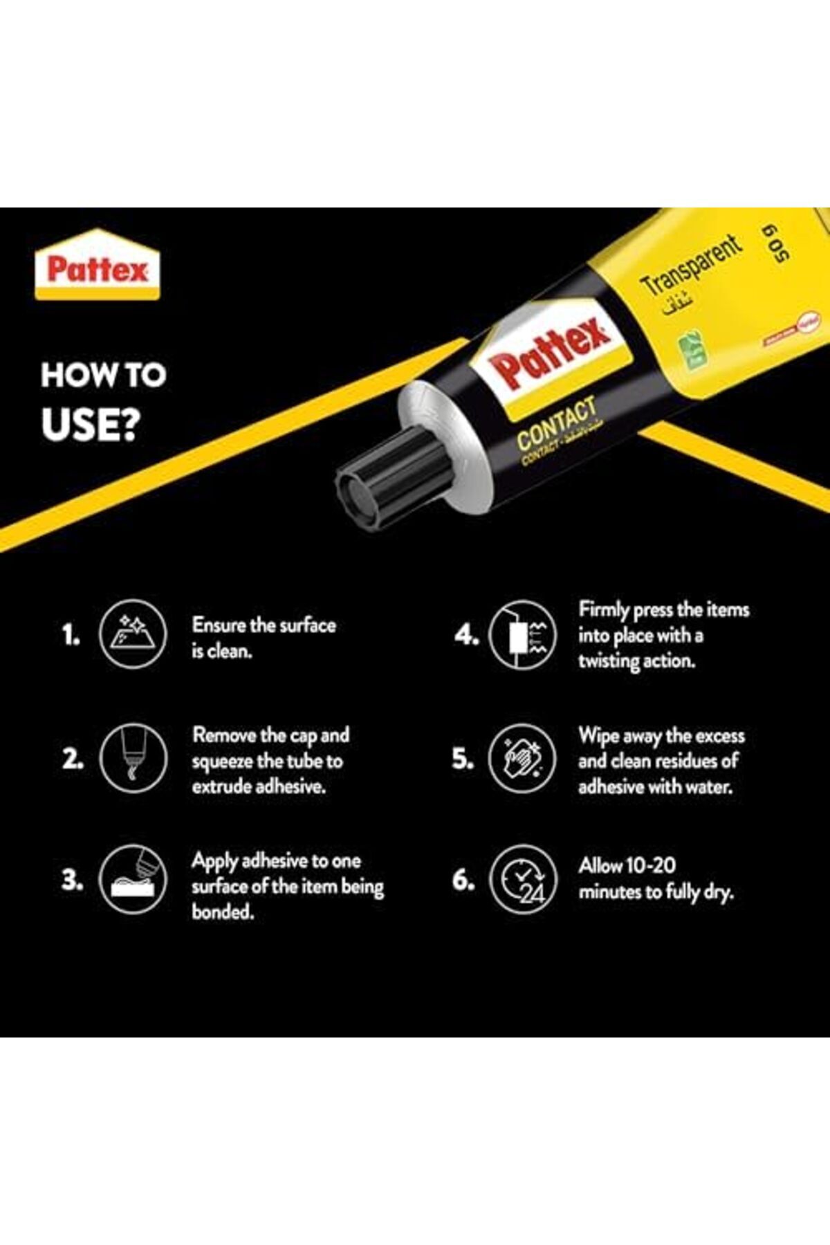 Pattex-Transparent Adhesive Glue 50g for Wood, Metal & Leather Strong Liquid Bond 6
