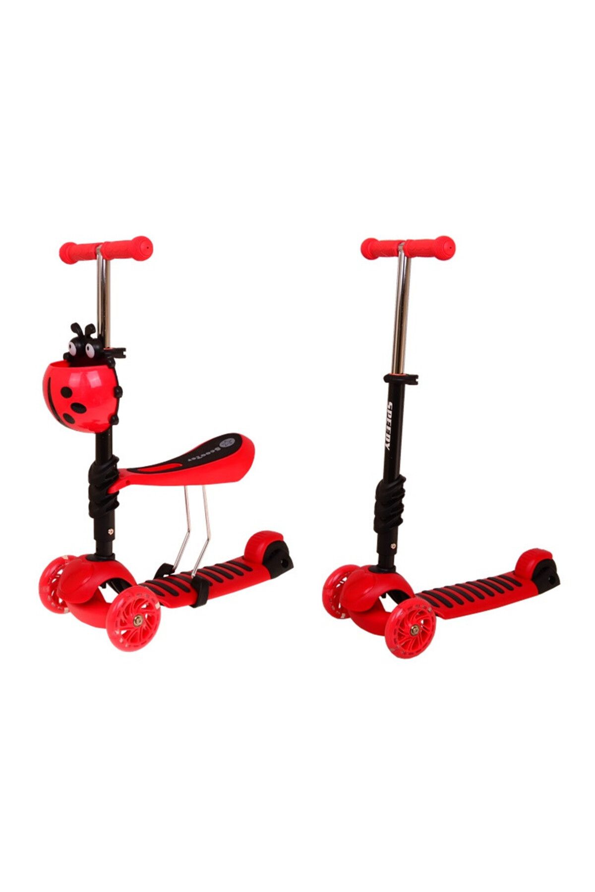KBT Trotineta Pentru Copii 3 In 1 Cu Scaun, Rosu Unisex - One Size