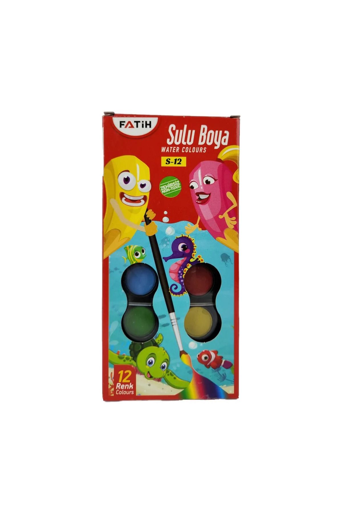 Fatih 12 Renk Büyük Boy Sulu Boya Seti