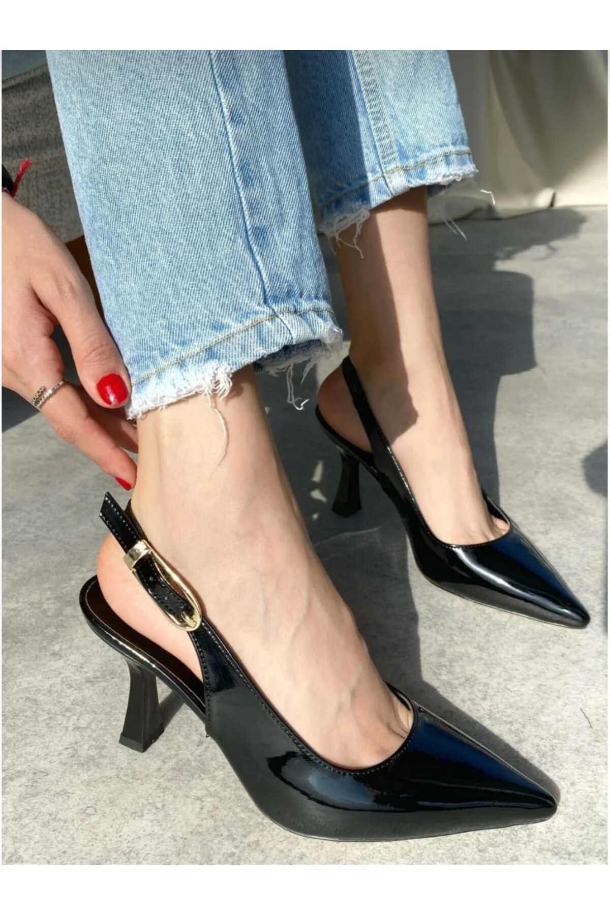 Best Group  Kadın Zarif Tokalı Arkası Açık Topuklu Ayakkabı - Görsel 2