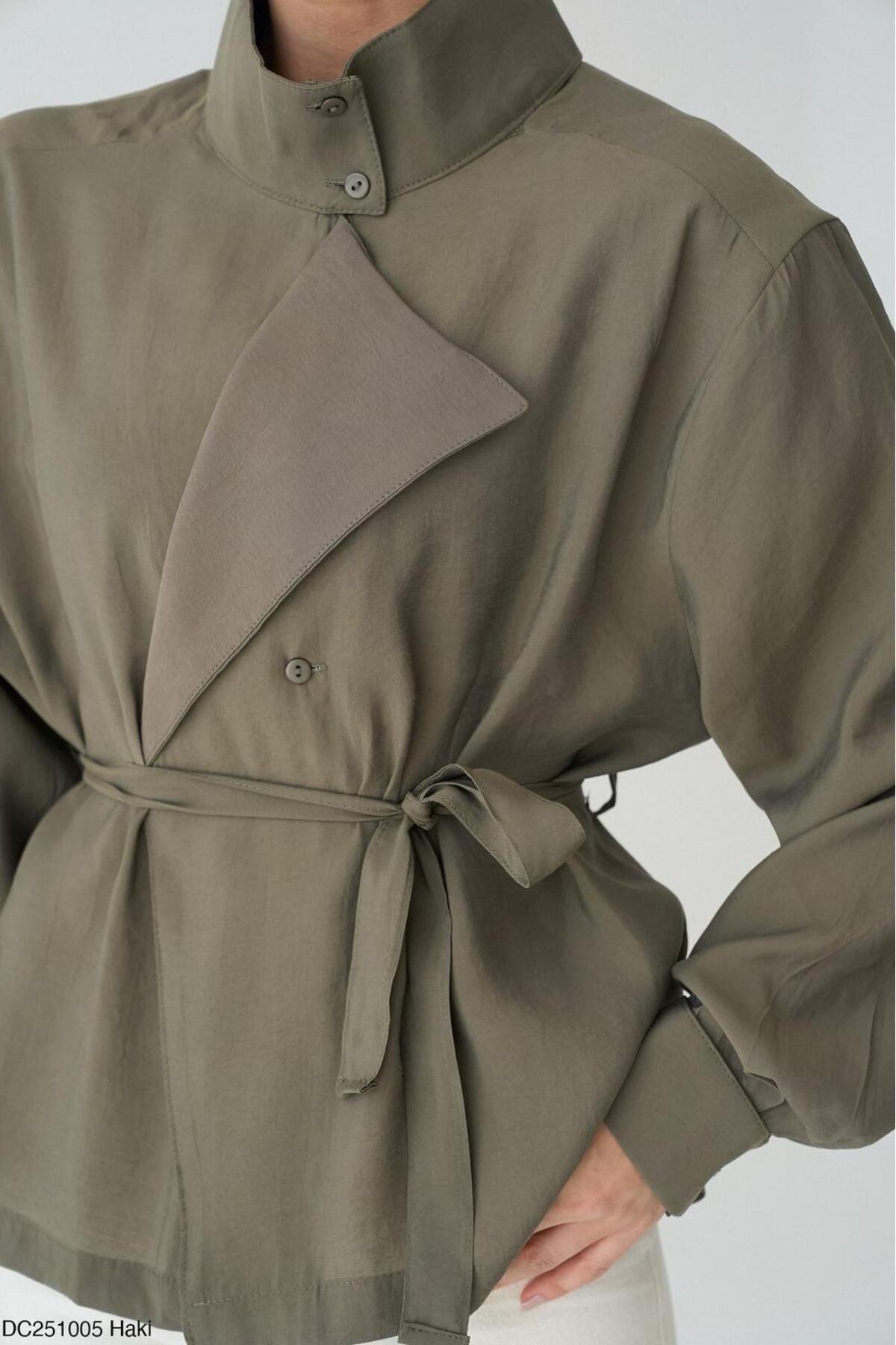 RECEP AYDIN-Double Breasted Collar Seersucker Oversize Women's Kimono Jacket 1