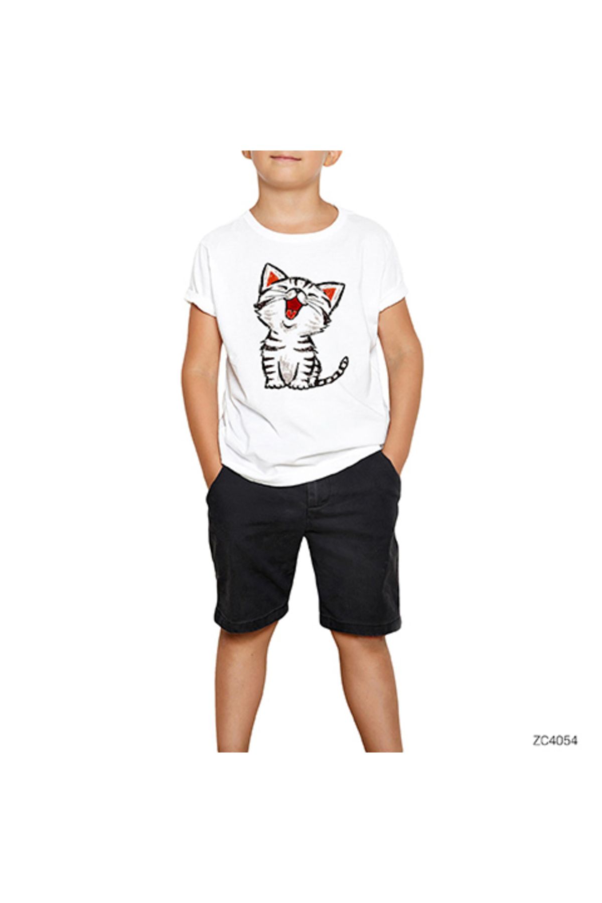 Z zepplin-White Kitten White Children's T-Shirt 1
