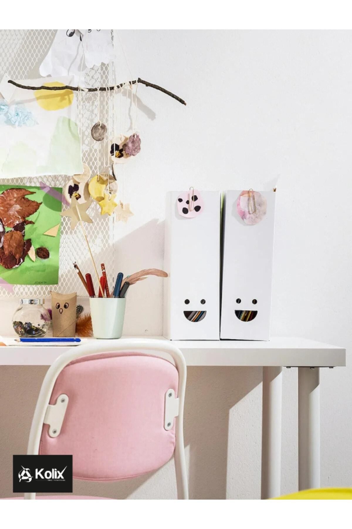 KOLİX-Magazine File Set Cardboard Folder Smiley Face White 2 PCS 5