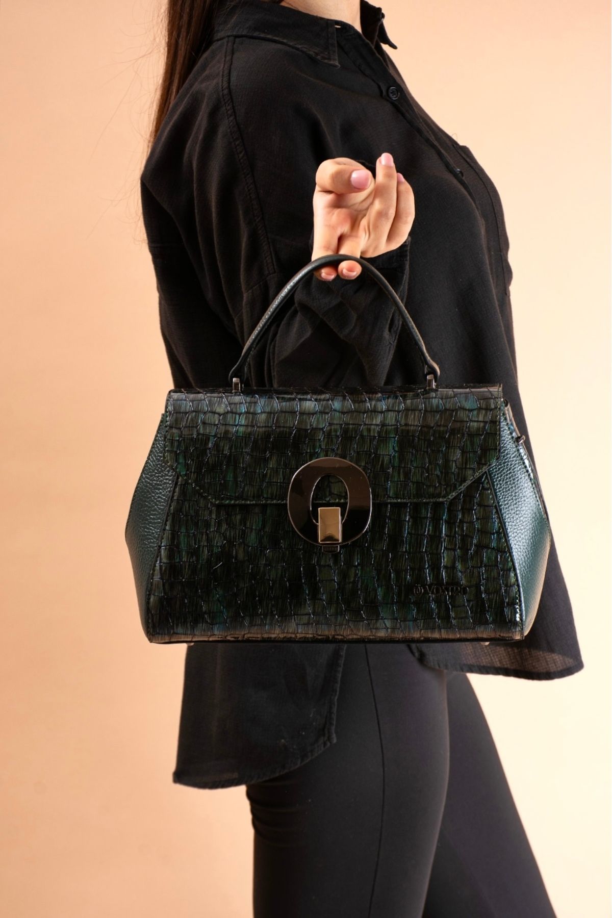 VOSTRO-Handmade Italian Style 100% Real Genuine Leather Women's Long Strap Lockable Handbag - Vostro20219 5