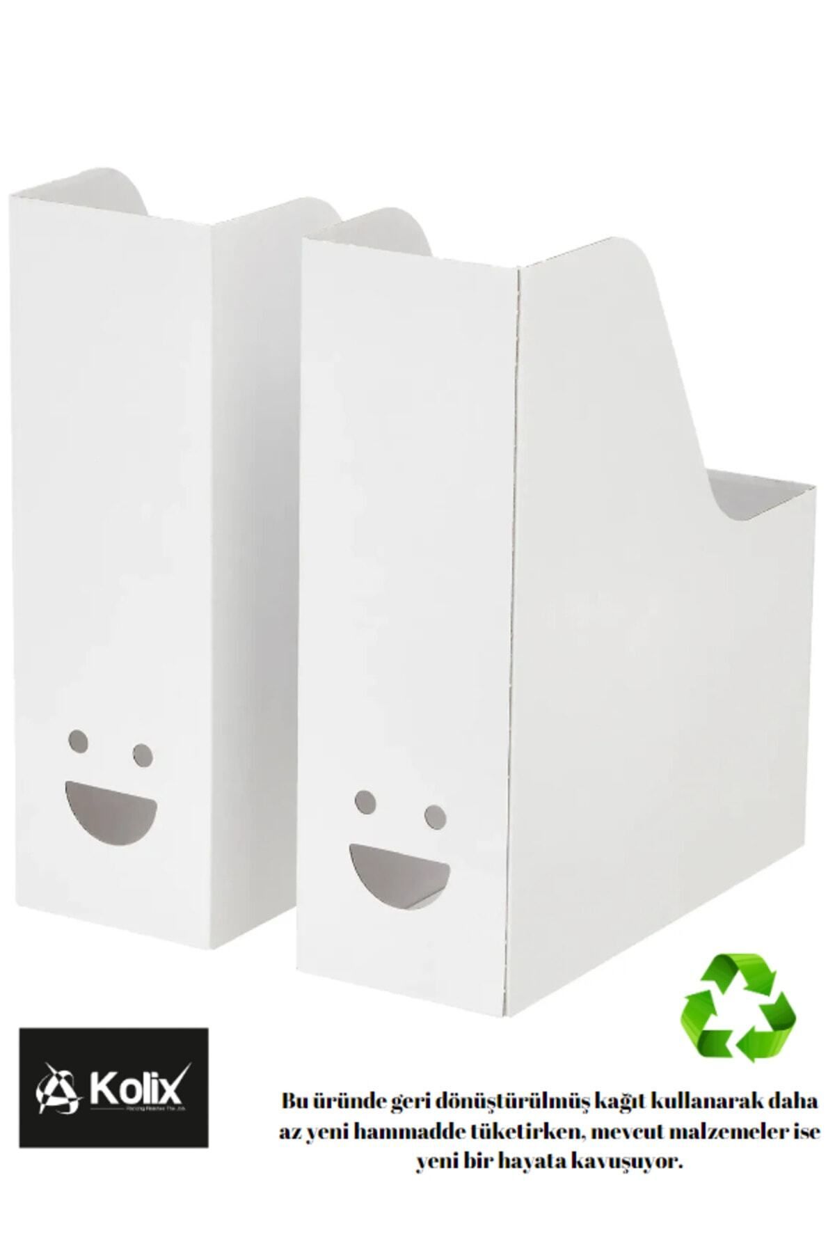 KOLİX-Magazine File Set Cardboard Folder Smiley Face White 2 PCS 2