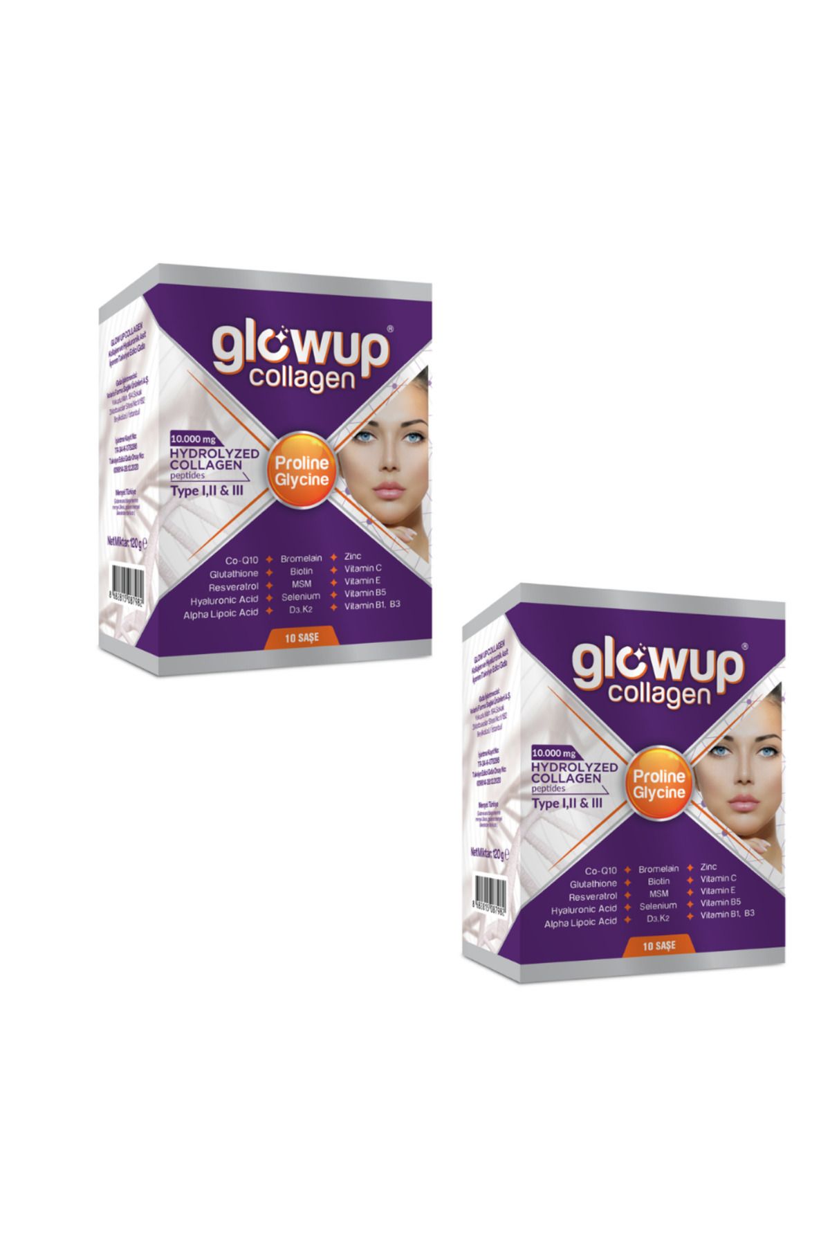 GlowUP Tip 1-2-3 Hydrolyzed Kolajen 10,000 mg 2li Kutu