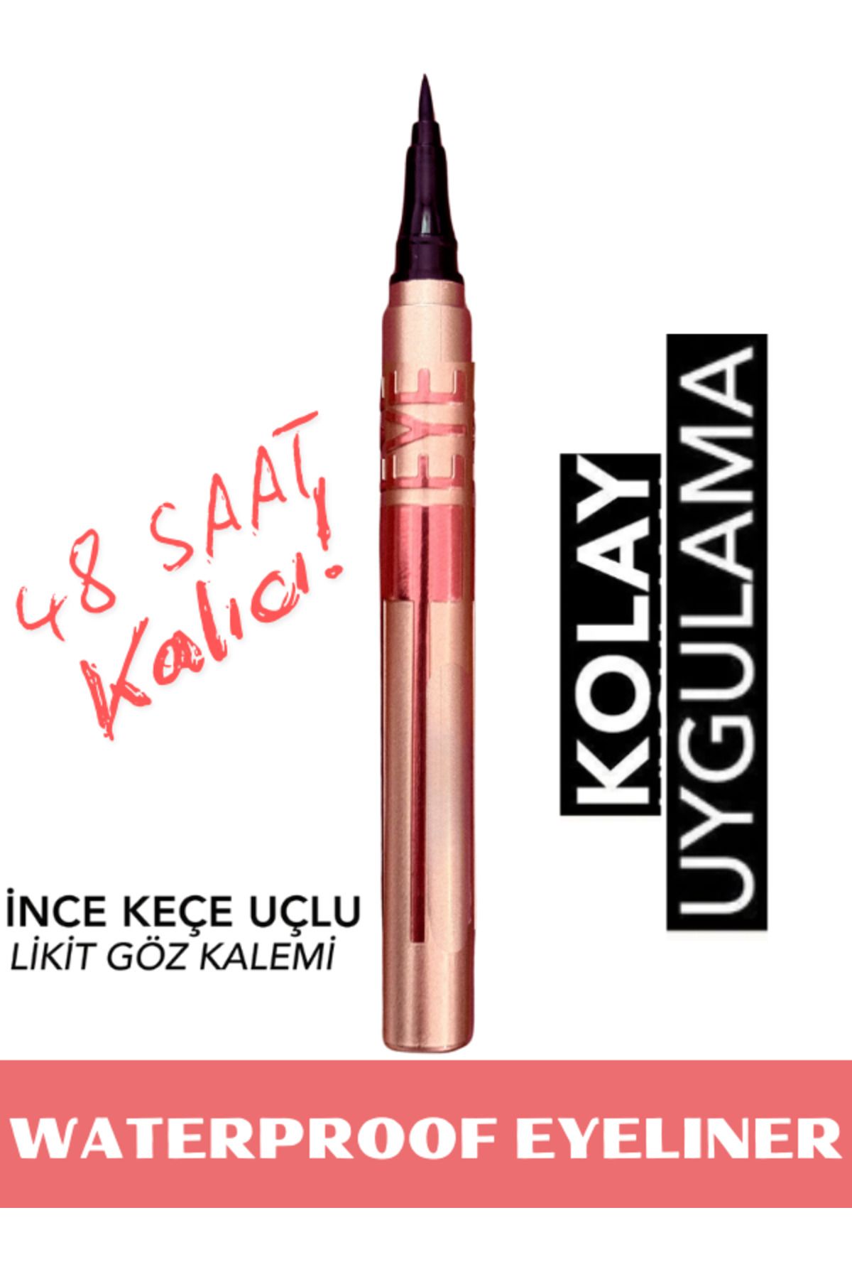 NUNUKO 48 SAAT KALICI WATERPROOF KALEM EYELINER - SİYAH EYELINER- KOLAY SÜRÜMLÜ İNCE KEÇE UÇLU