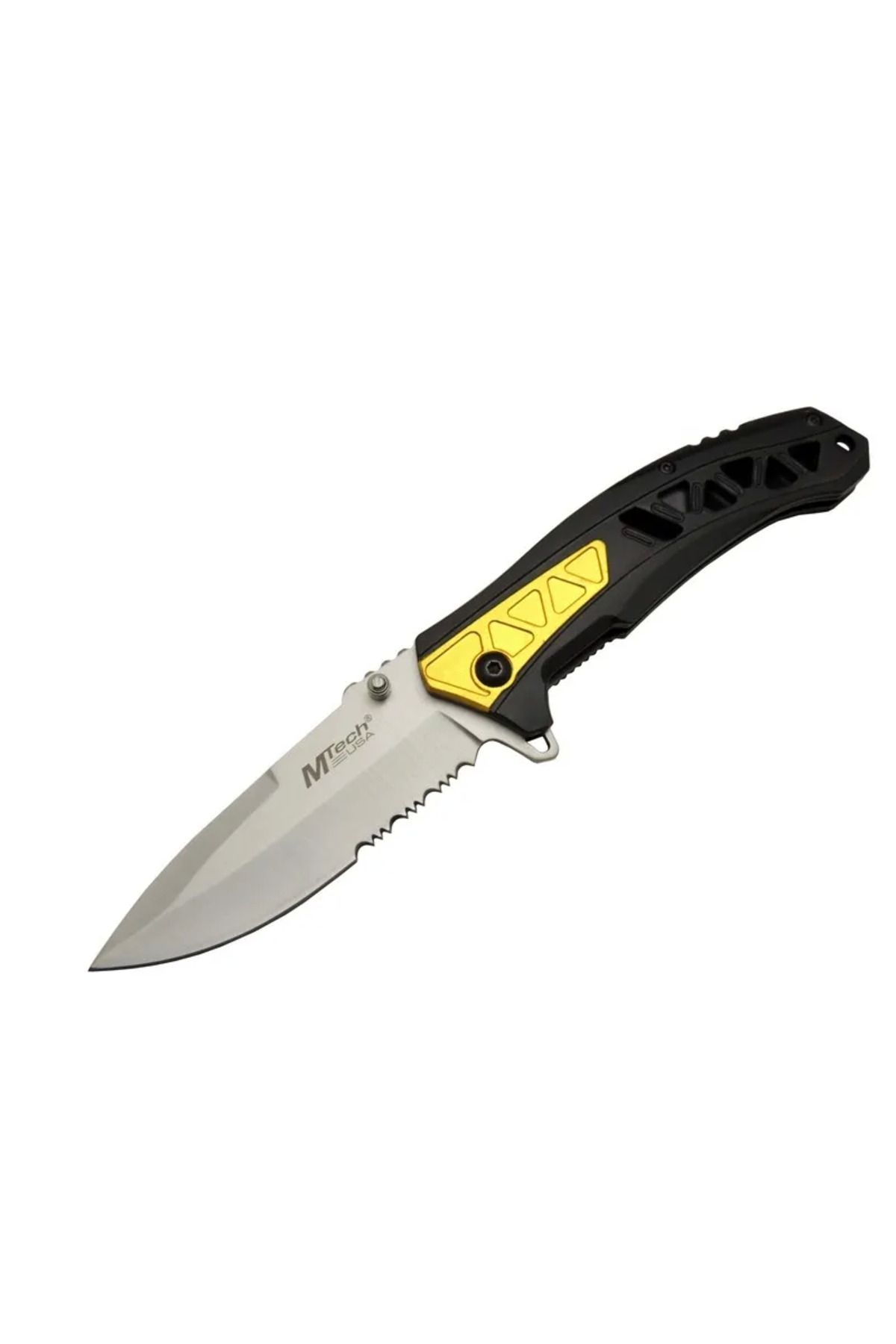 Serero 4191 Sarı Kamp 21Cm - Yarı Otomatik, Kemerlikli, Testere Detaylı, Desenli Sap