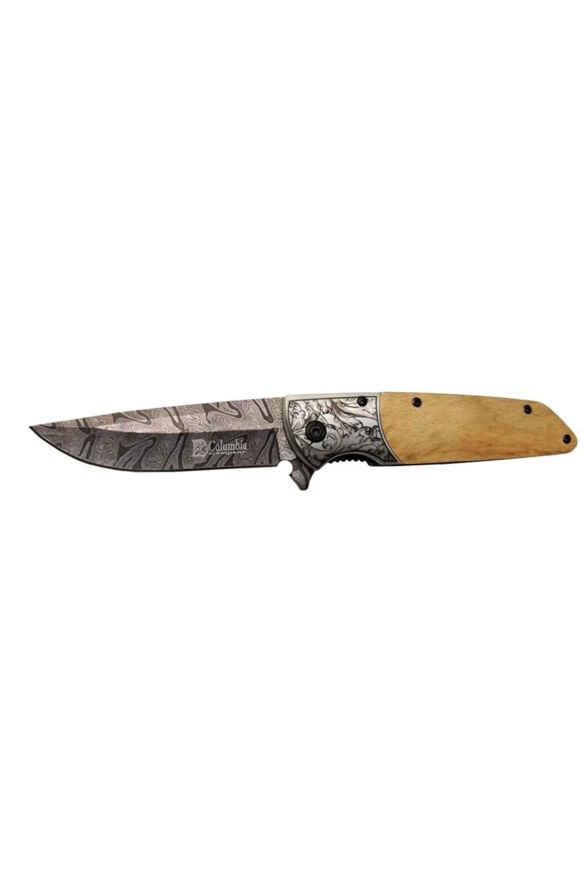 Serero A2150C Kahve Kamp Çakısı 21Cm- Manuel, Ahşap İşlemeli Sap,Kemerlikli