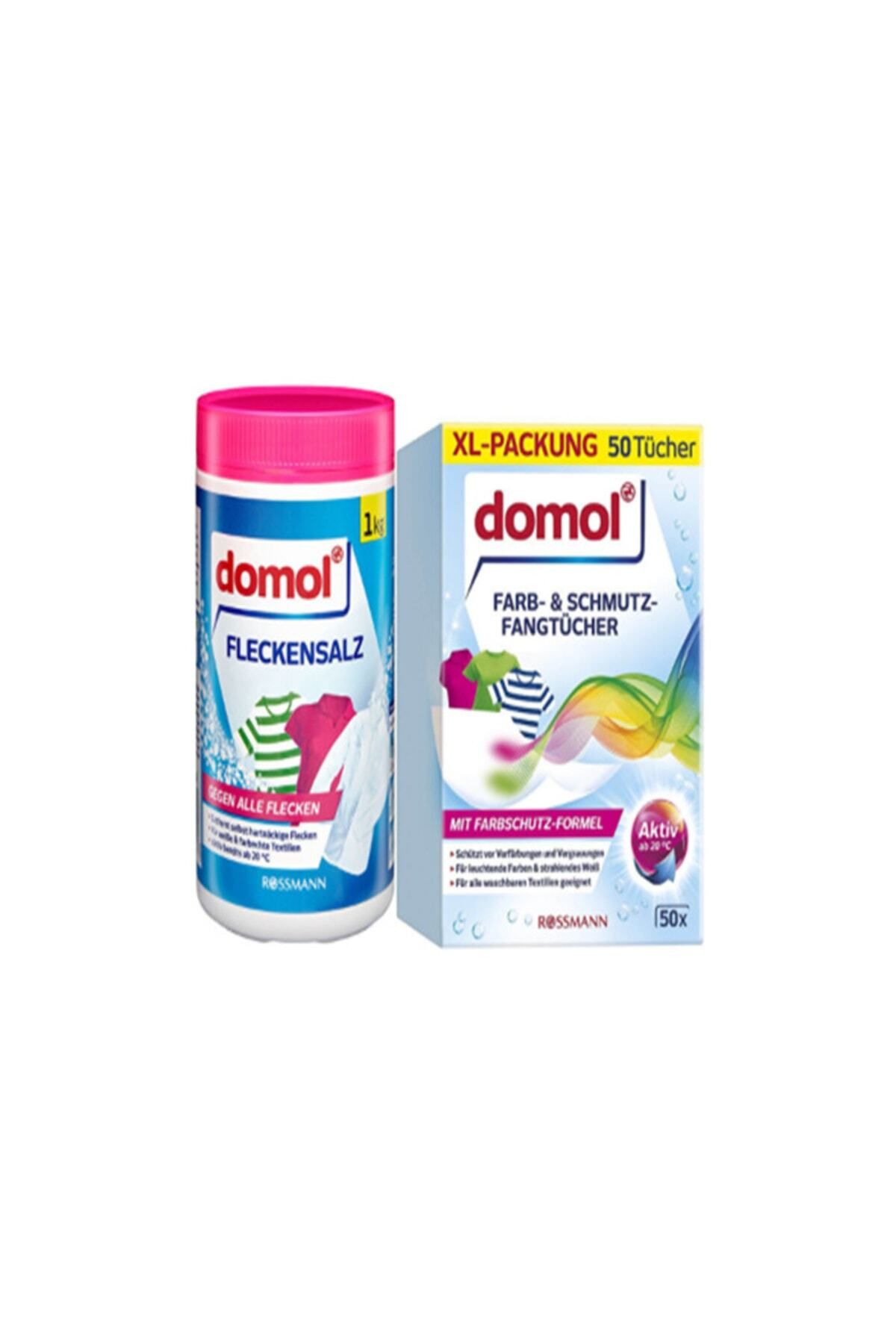 DOMOL Leke Çıkarıcı Toz Deterjan Beyaz Ve Renkliler Için 1 Kg + Renk Ayırıcı Mendil 50'li