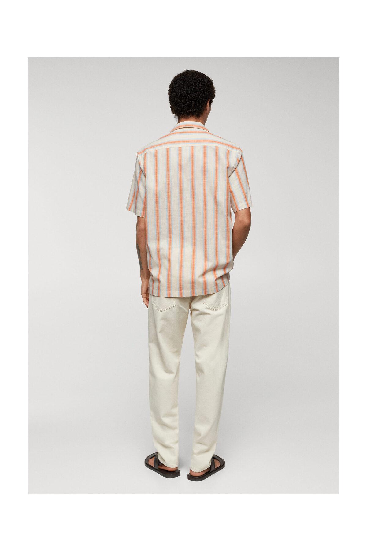 پیراهن مردانه نارنجی منگوMANGO Man | 67010451-20 اورجینال - تصویر 6