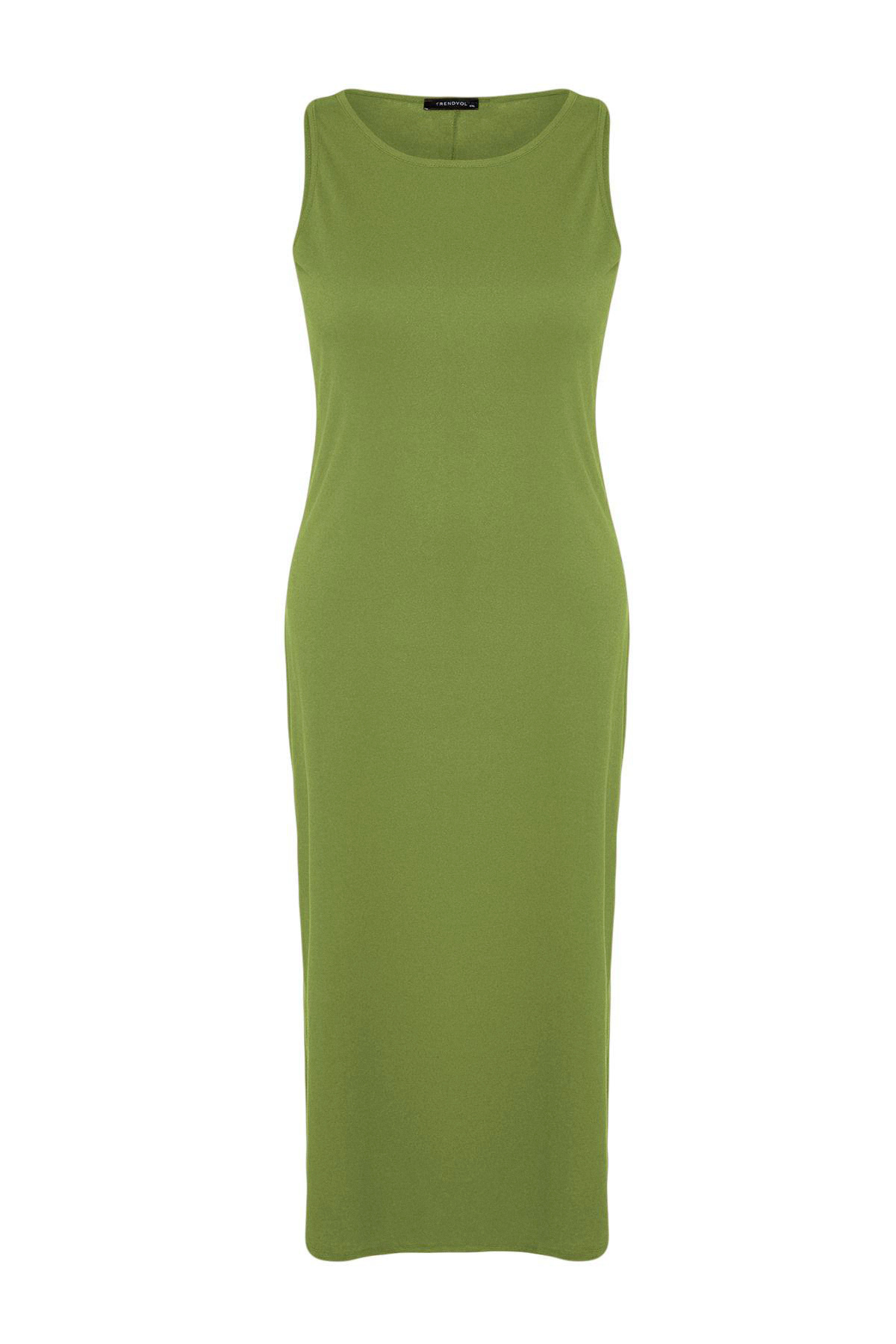 Trendyol Curve-Green Single Jersey Knitted Plus Size Dress Tbbss22Ah0162 5
