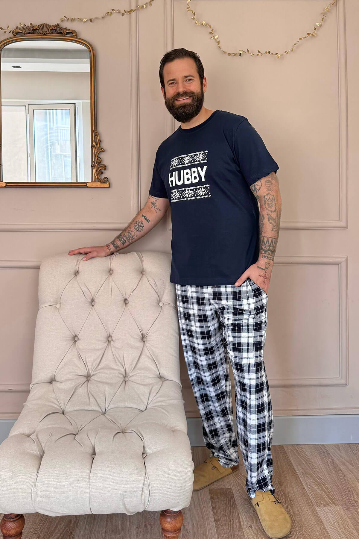 Pijamaevi-Navy Blue Hubby κοντομάνικο Dear Family Πιτζάμες Ανδρικό Σετ 5