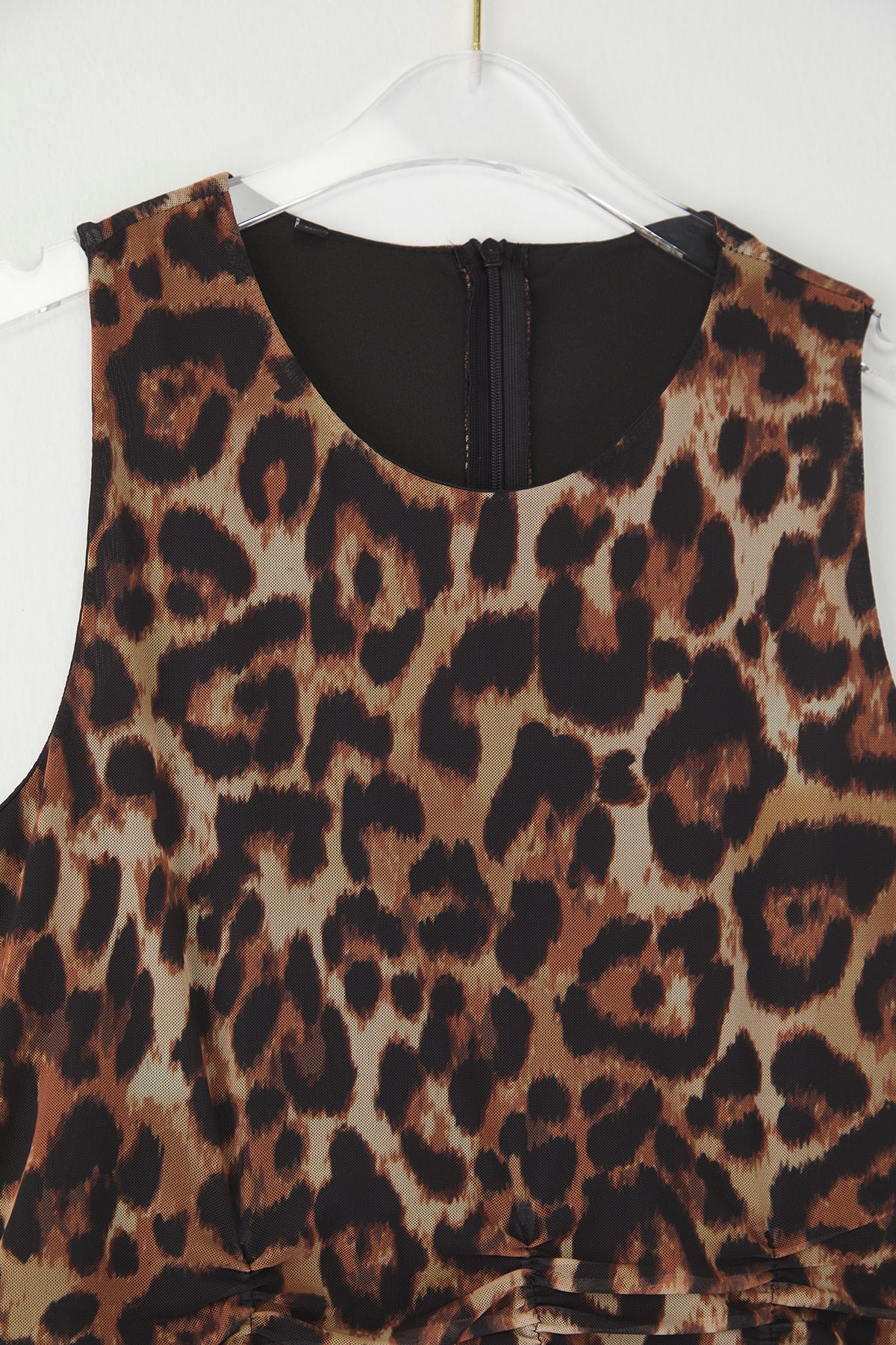 Trendyol Curve-Multicolored Animal Patterned Leopard Knitted Tulle Stylish Evening Dress 7