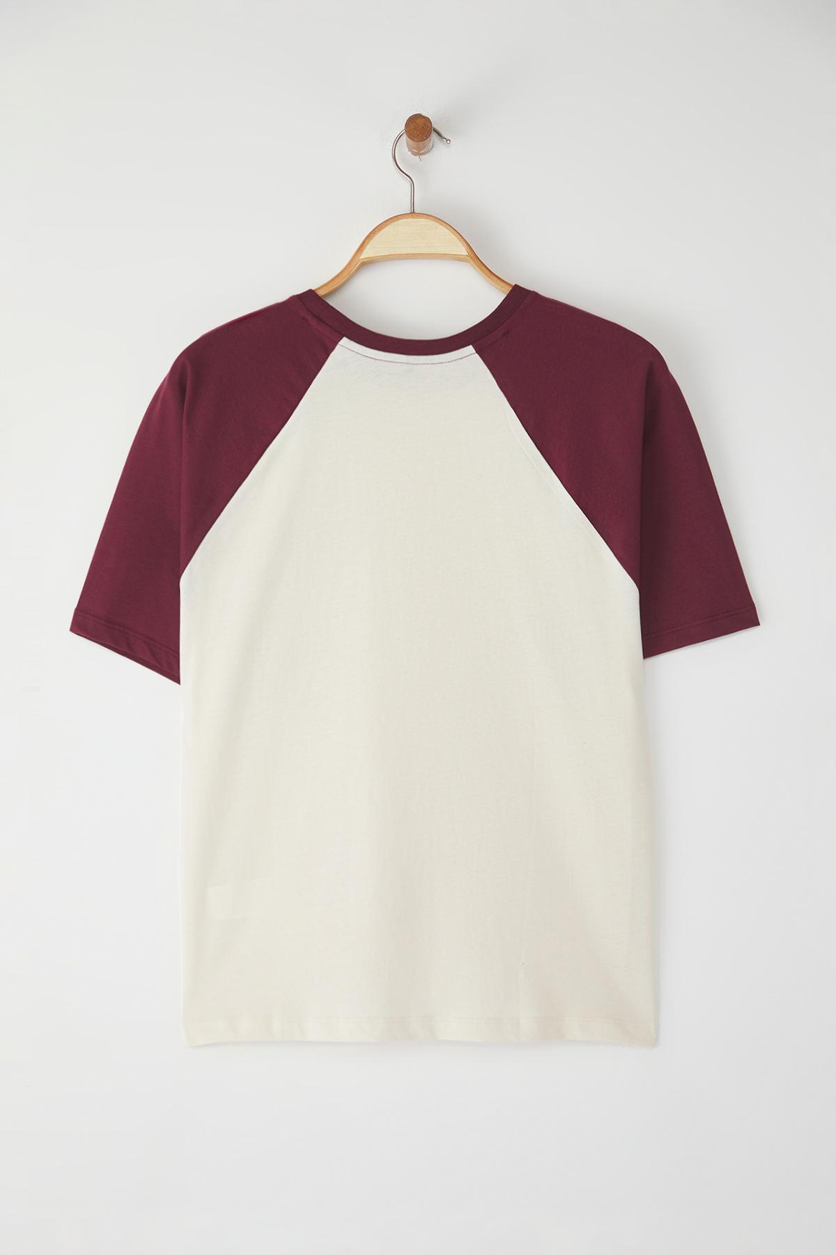 Trendyolmilla  Taş %100 Kalın Pamuklu Renk Bloklu Sloganlı Relaxed/Rahat Kesim Örme T-Shirt TWOSS24TS00134 - Görsel 6