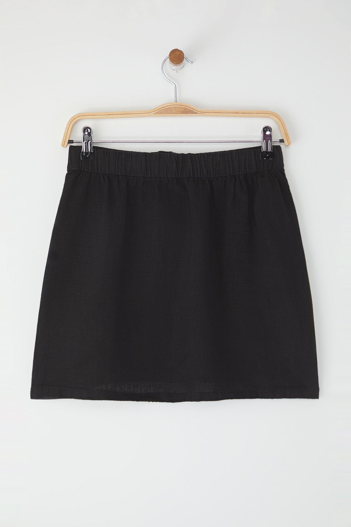 Trendyolmilla  Siyah %100 Keten Mini Etek TWOSS25ET00142 - Görsel 6