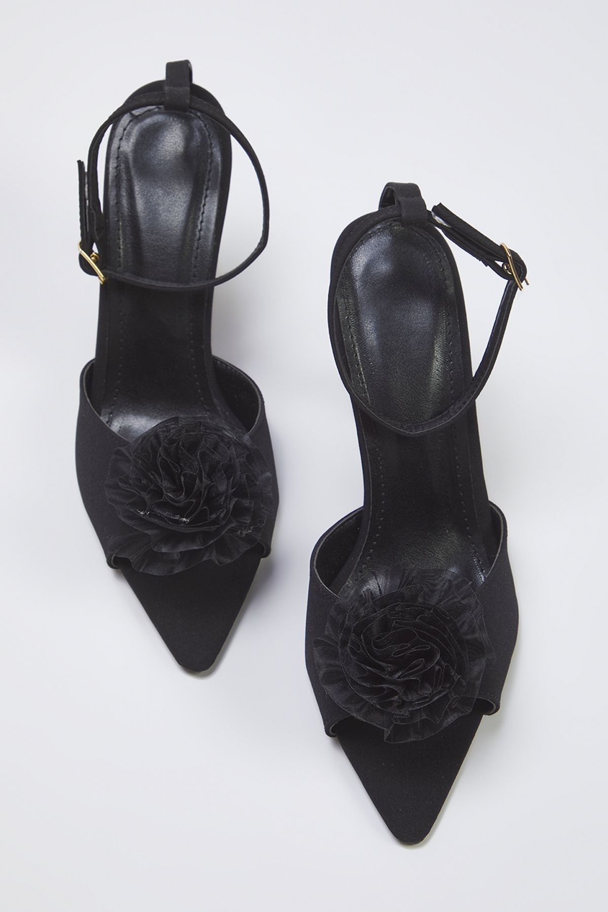 TRENDYOL SHOES Czarne Różowe Szczegółowo Pasek Na Kostce Damskie Sandały Na Cienkim Obcasie Kobieta - 39