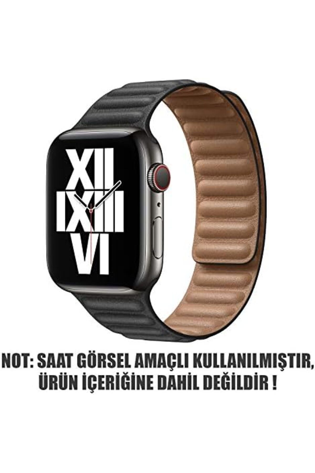 KDROĞLU MM Watch Series 8 45mm için Kordon Leather Link Band Siyah Uyumlu