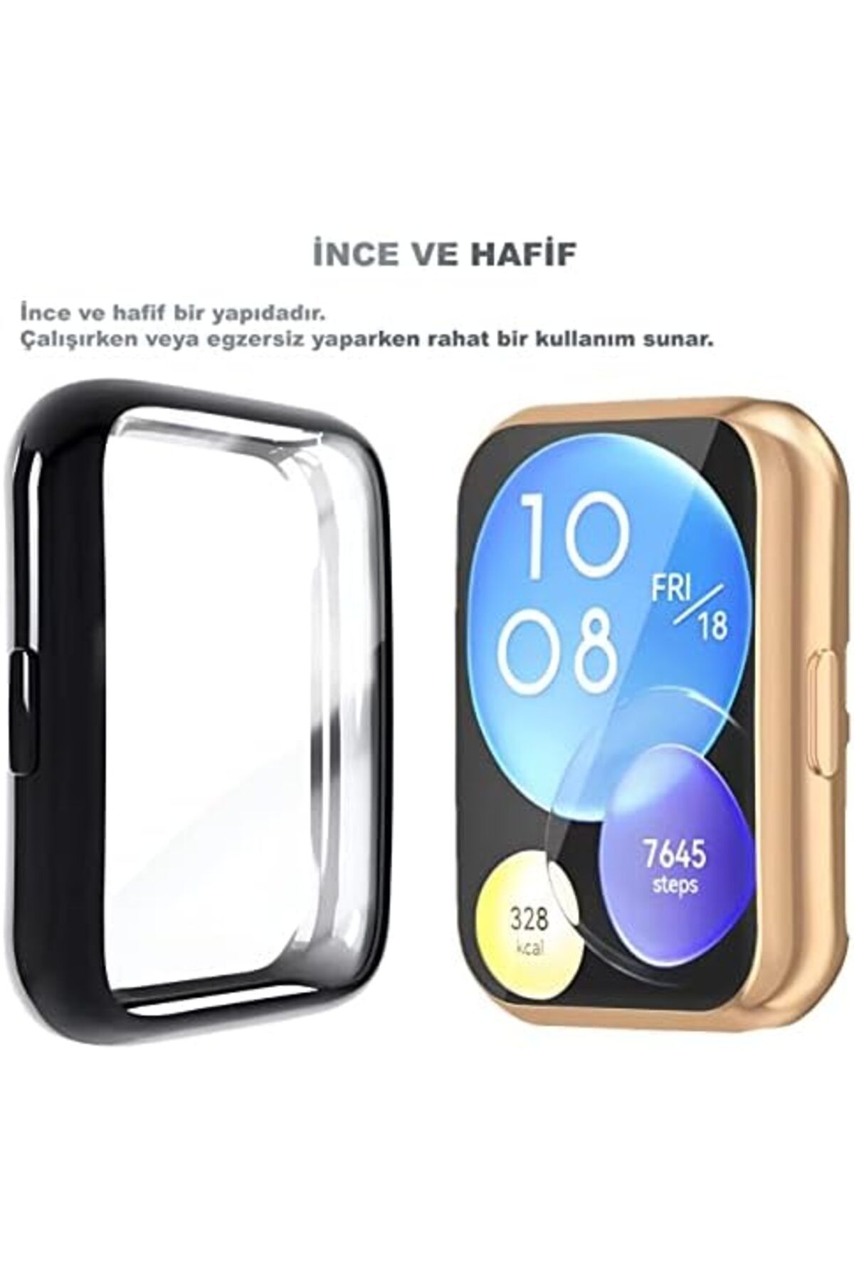 KDROĞLU GEÇMEZ Watch Fit 2 İçin Saatin Çerçevesini Tam Saran TPU Ekran Koruyuculu Çizilme ve Darbelere