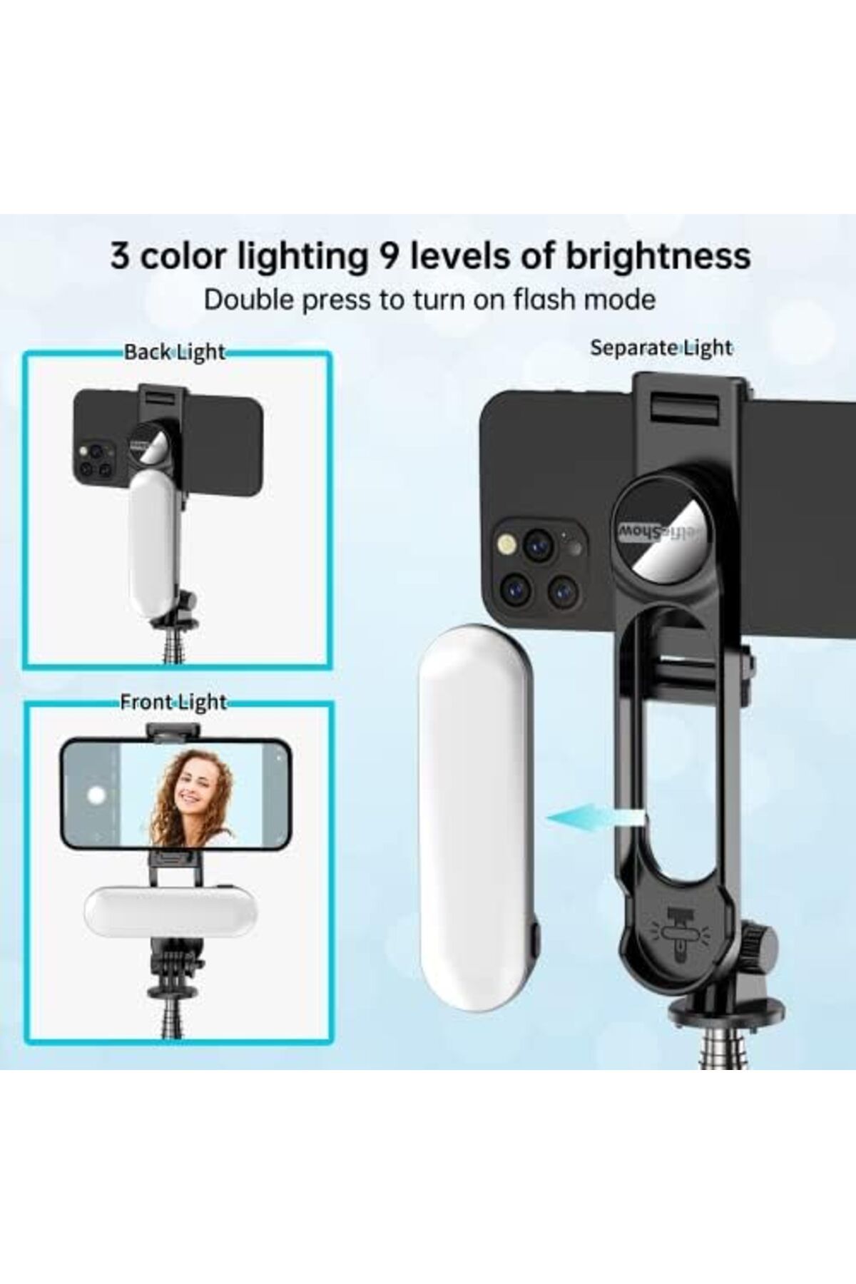 KDROĞLU KDROGLU Dolgu Işıklı Sabit Selfie Çubuğu Tripod, iPhone, , , Sony ve Diğer Akıllı Telefonlar