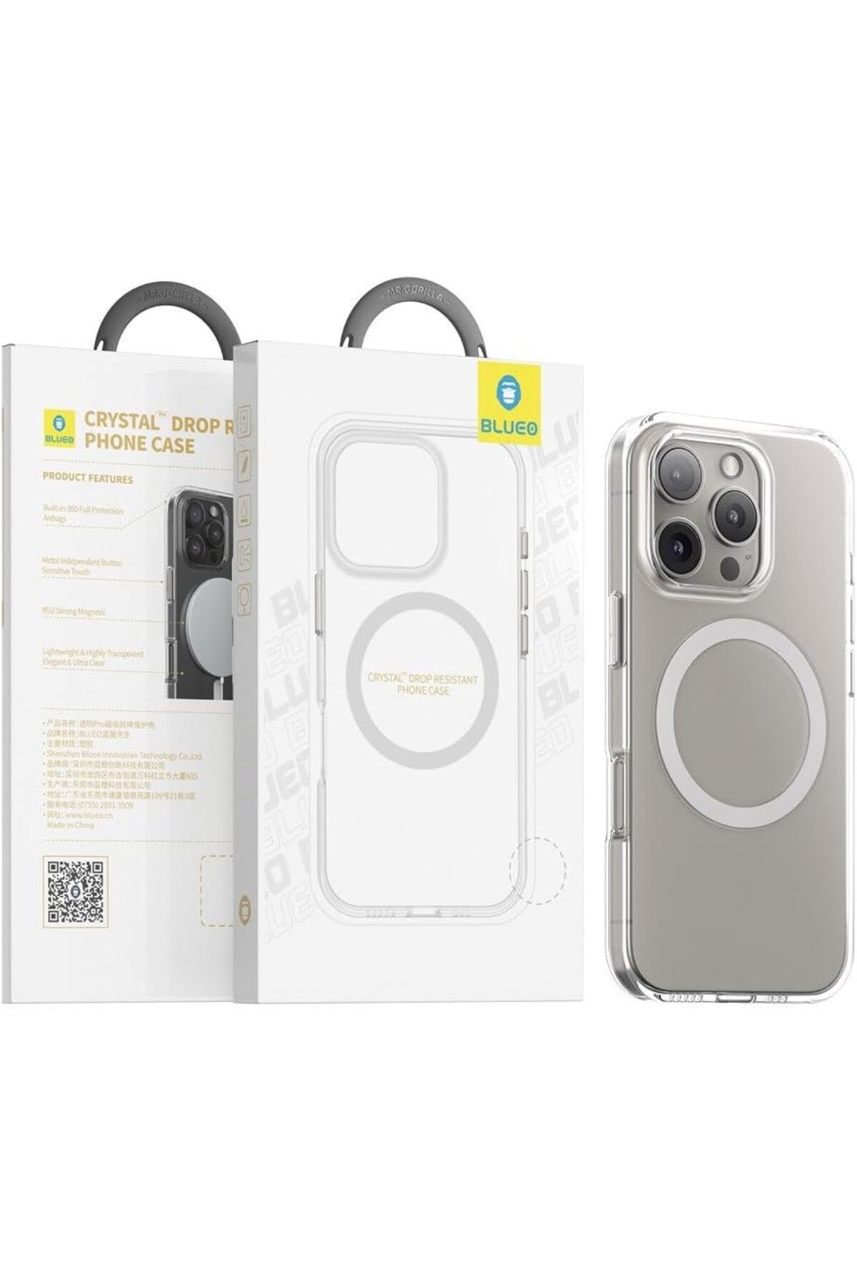 ÇAĞUR KDROGLU iPhone 16/16 Pro / 16 Pro Max Uyumlu Crystal Pro Drop Resistance Şeffaf Telefon Kılıfı (