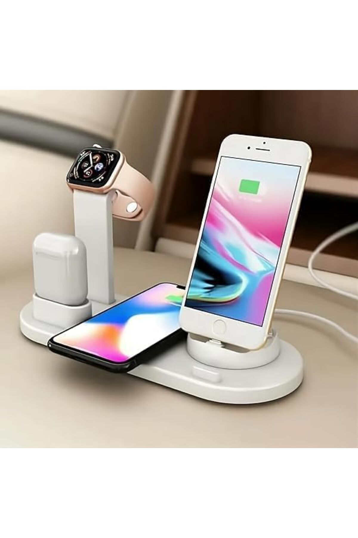 DERİK dsr 4'ü 1 arada Kablosuz Hızlı Şarj İstasyonu: iPhone 15-12 Pro Max, Watch, AirPods ve Android