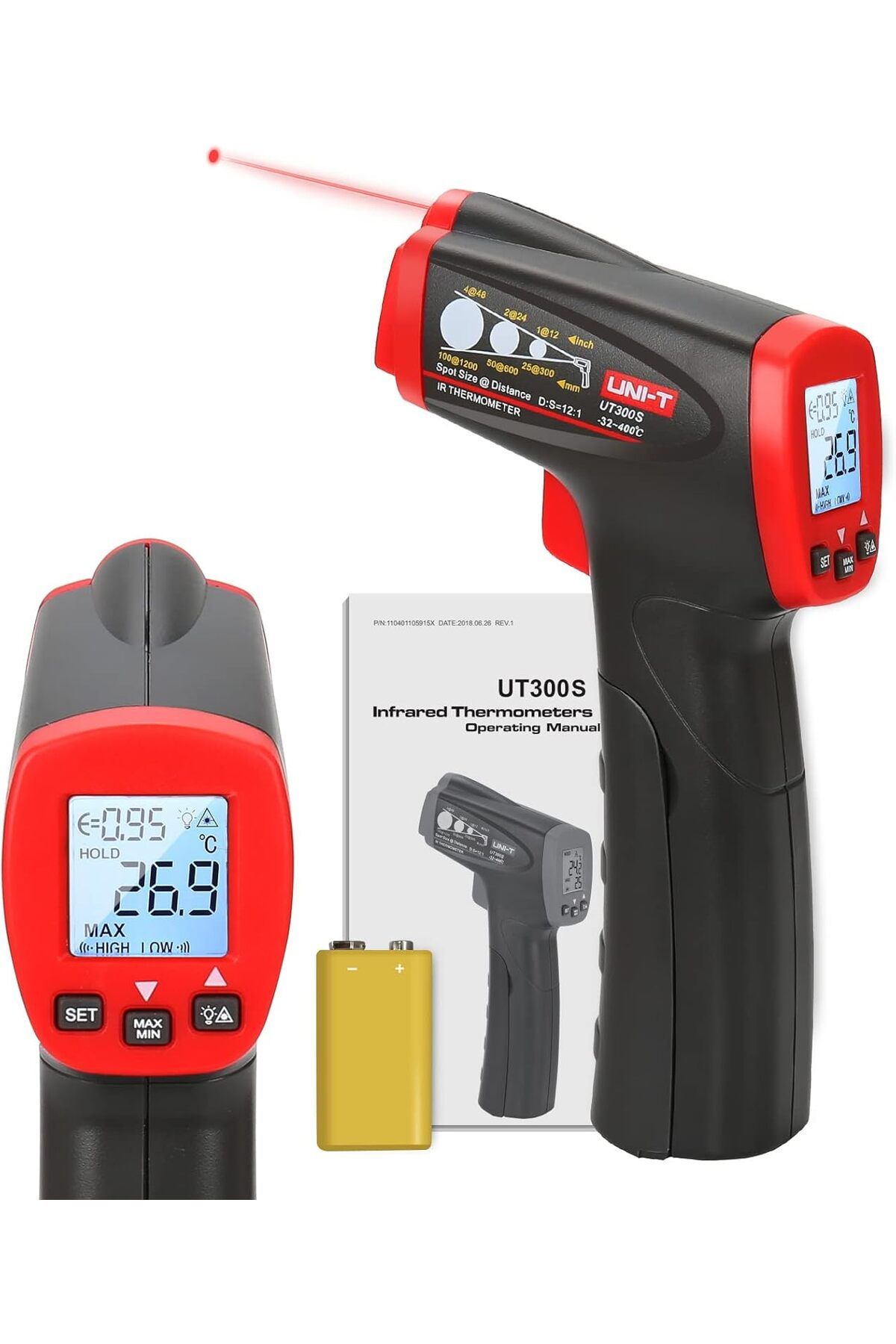 DERİK KADROĞLU UT300S Kızılötesi Termometre IR Temassız Dijital Lazer Sıcaklık Tabancası -500 °F/