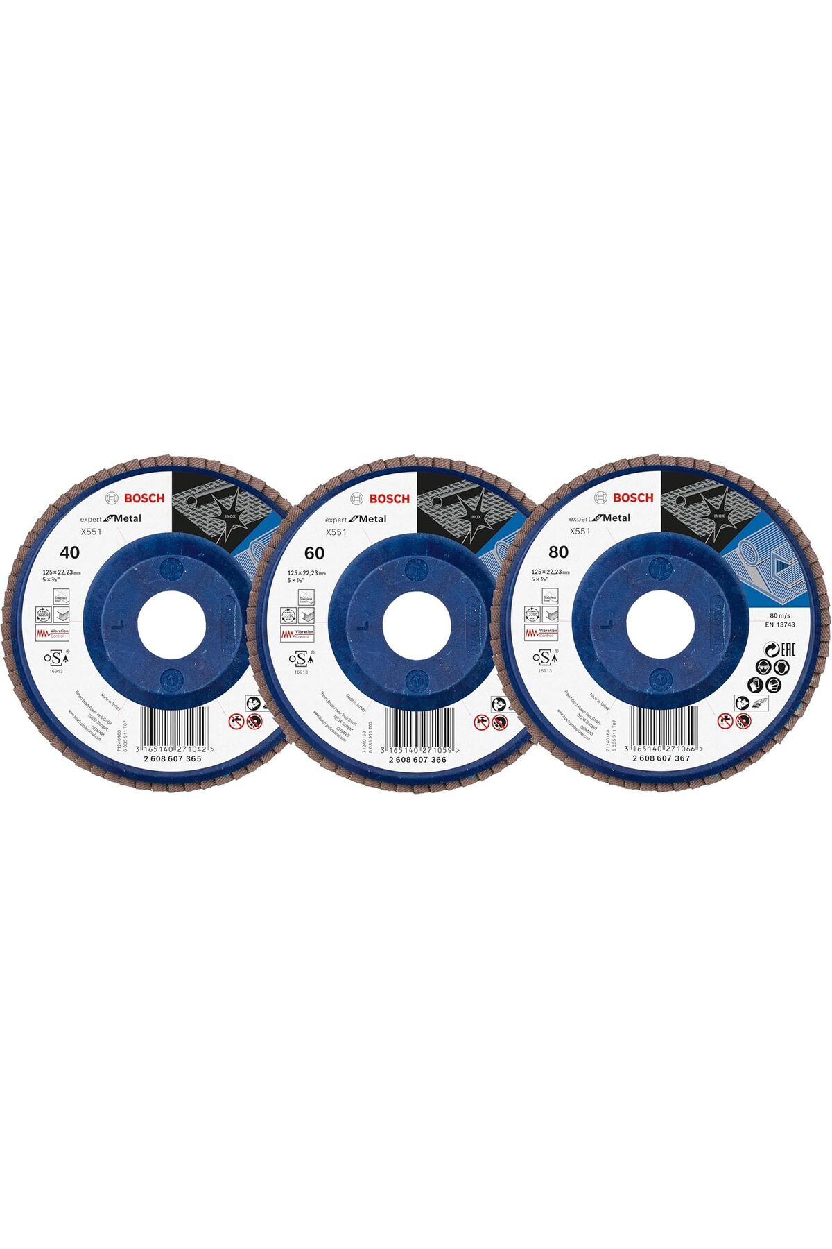 DERİK dsr Professional 3 Adet Flap Disk Seti X551 Expert for Metal Çelik ve Paslanmaz Çelik Taşlama iç