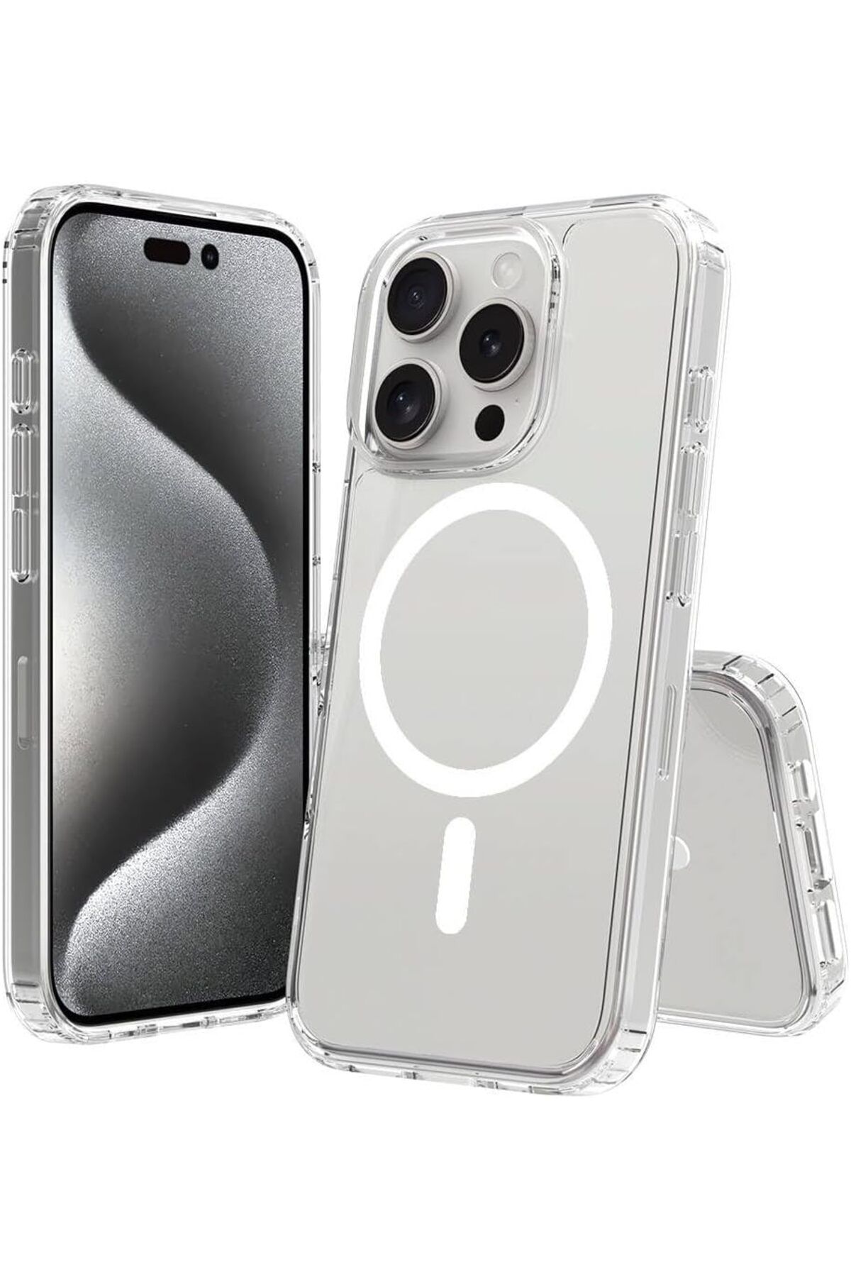 KDROĞLU GEÇMEZ İle Uyumlu iPhone 16 Pro Max Kılıf Magsafe Şarj Özellikli Şeffaf Sert PC ZORE Embos Ka