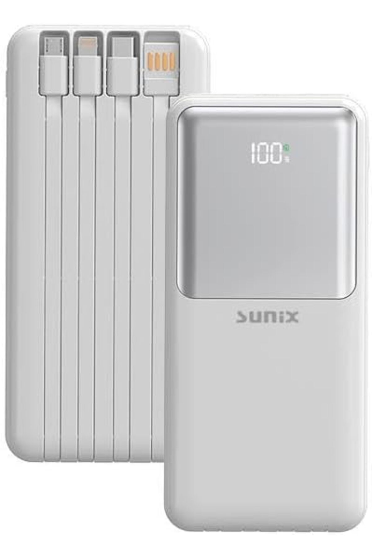 mazıdağı mazzıdağ 20000 Mah Dijital Göstergeli Dahili Çoklu Kablolu Taşınabilir Powerbank Beyaz PB-50 n