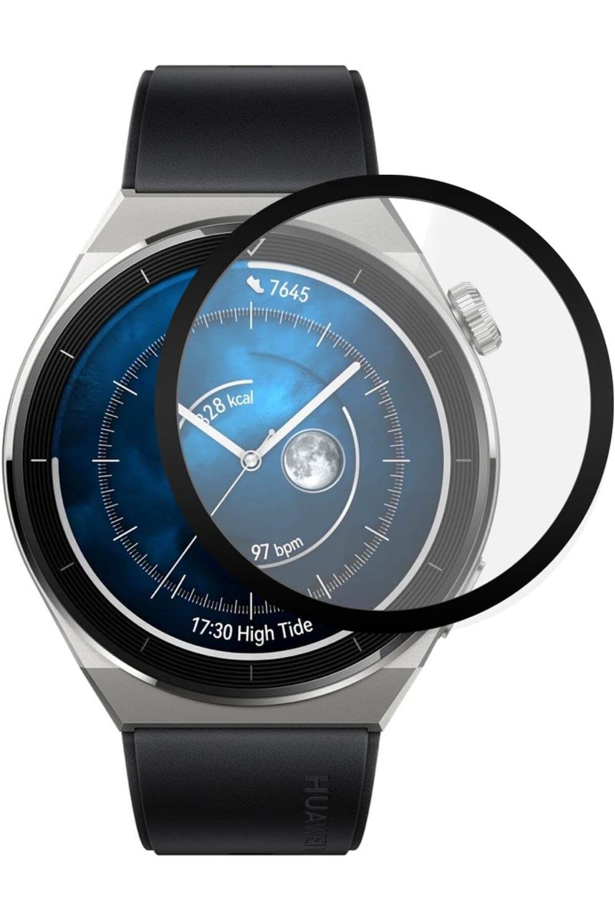 MEGOBİNE WHERE Watch GT 3 Pro 46mm Titanyum Tam Kaplayan Temperli Cam Full Ekran Koruyucu Siyah ZTML SYFT 113