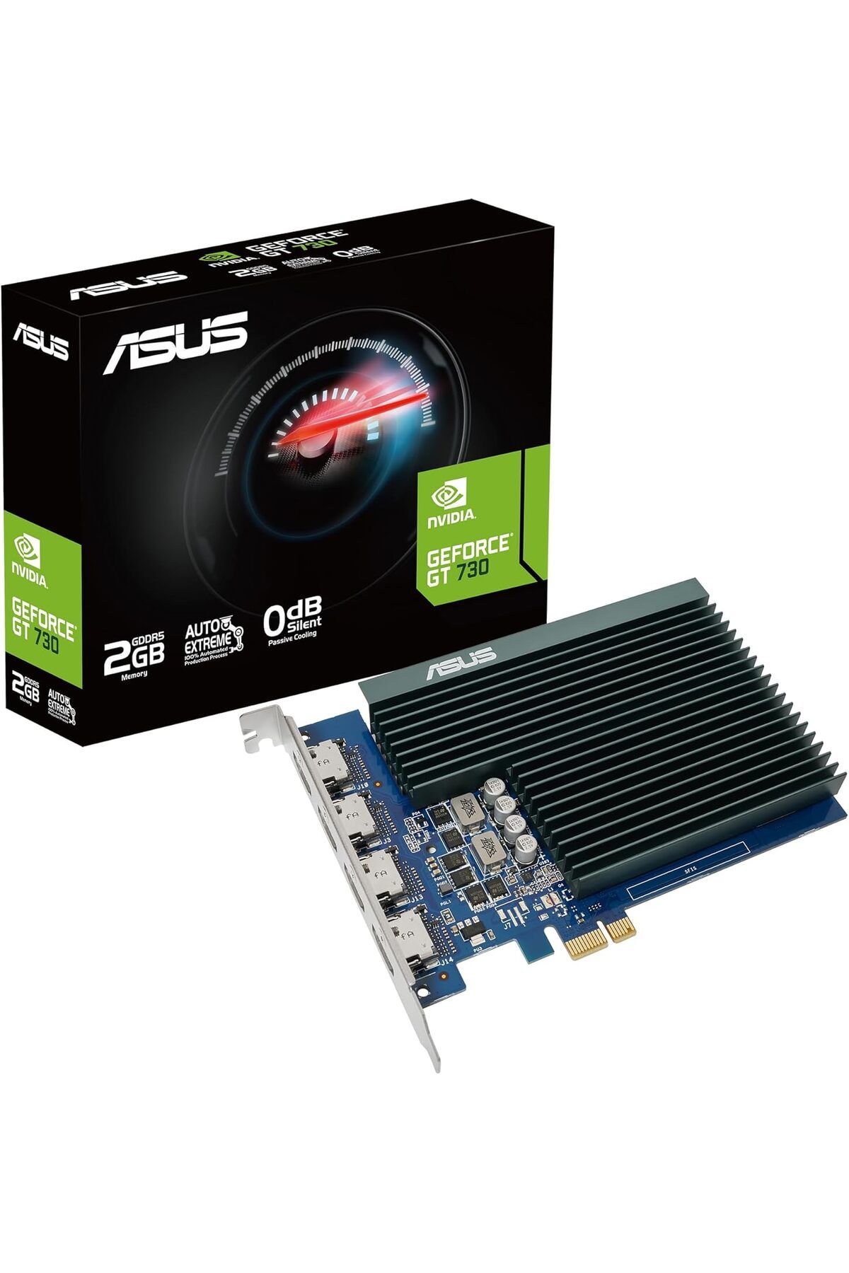 DERİK dsr GeForce GT 730 2GB DDR5 grafik kartı (4 x HDMI, tek yuvalı tasarım, pasif soğutma, U Tweak I