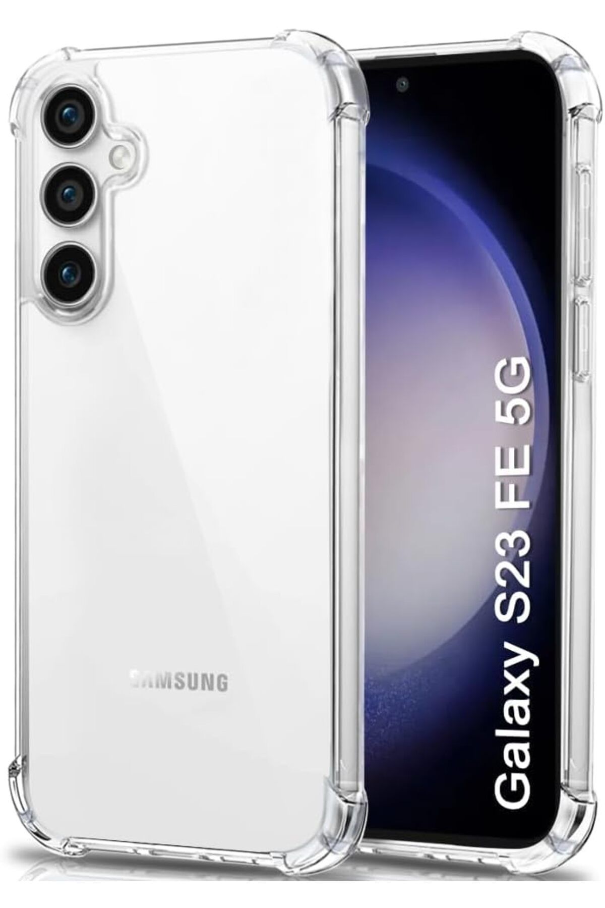 STOREMAX EMN Galaxy S23 Fe Uyumlu Anti Shock Darbe Emici S23 Fe (6.4') Şeffaf Silikon TPU Clear Kılıf, Tr