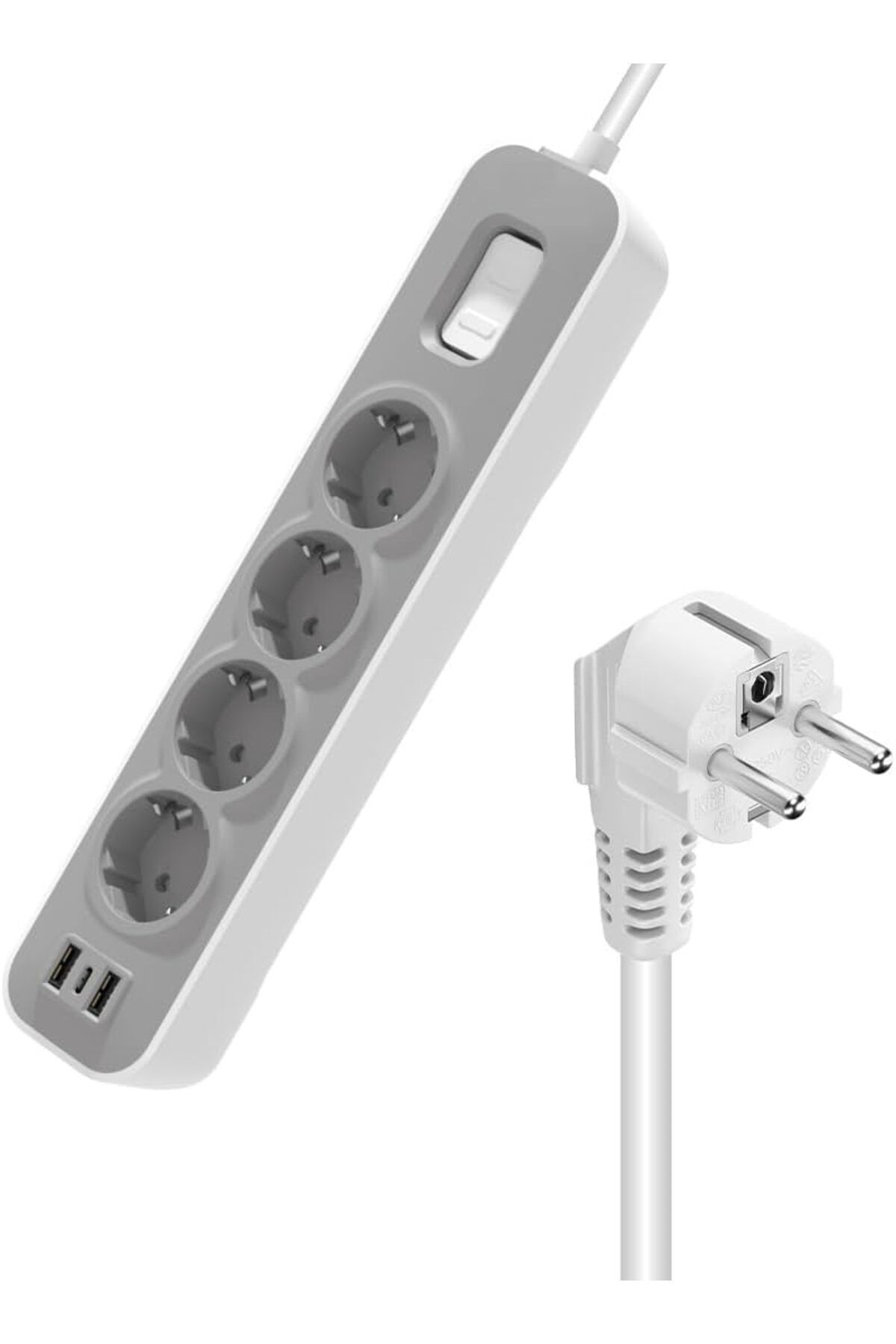 STOREMAX ekn Akım Korumalı, 4 IN Socket Grup Priz, 2 USB 1 TYPE-C Anahtarlı, 1.5 Metre Kablolu, 4000W, 16
