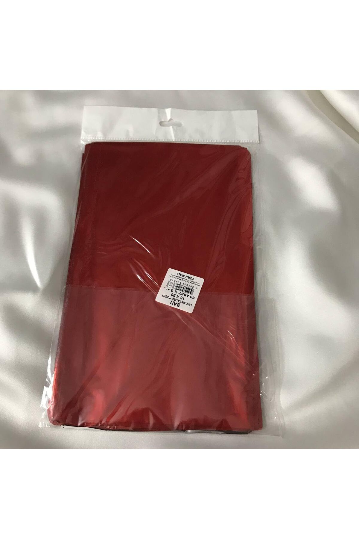 DERİK dsr Kırmızı Tek Renk Lüx Hediye Paketi Metalize Red Color Gift Poşet Bantlı 15x25 Cm - 1 Paket
