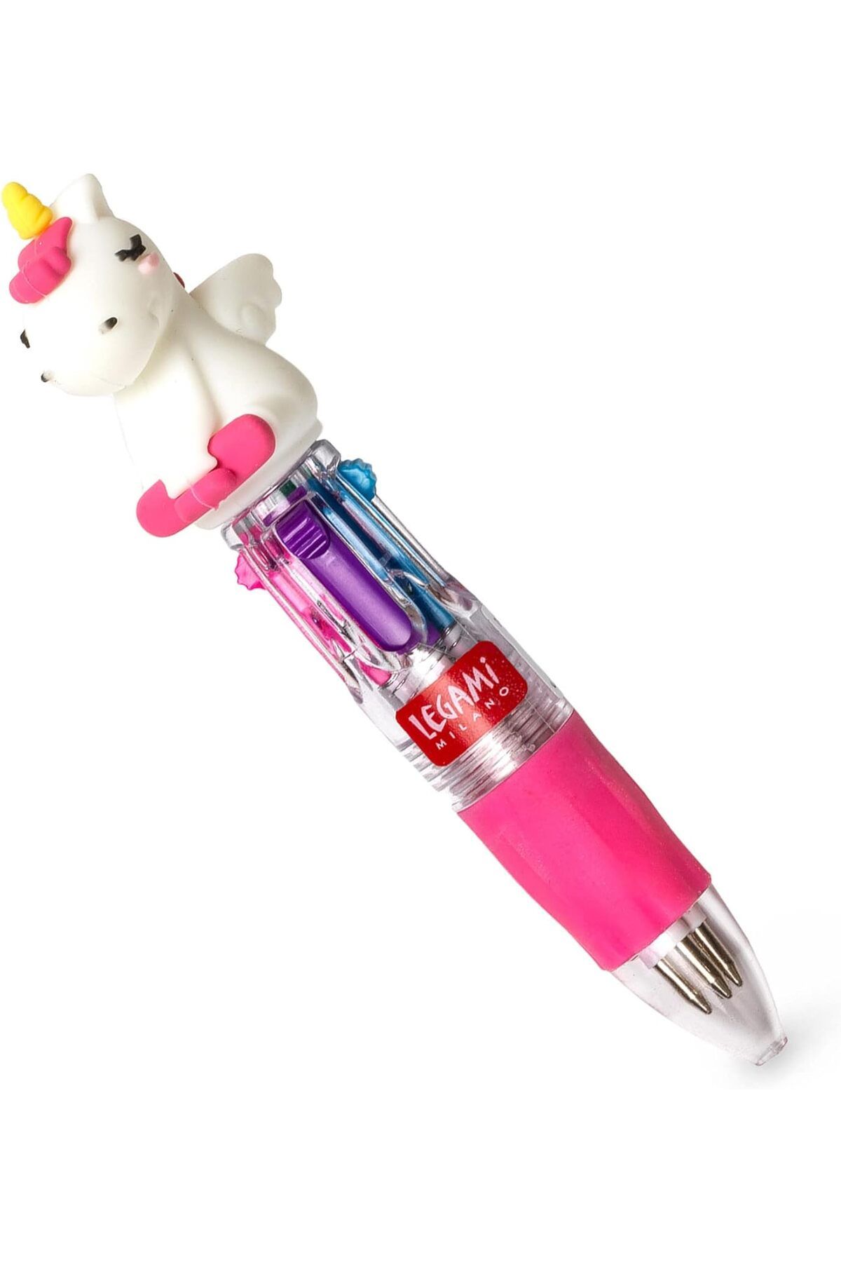 DERİK dsr - Mini tükenmez kalem, 4 renk, Mini Magic Rainbow, 2,3 x 10 cm, mürekkep 4 renk, yeşil, açı